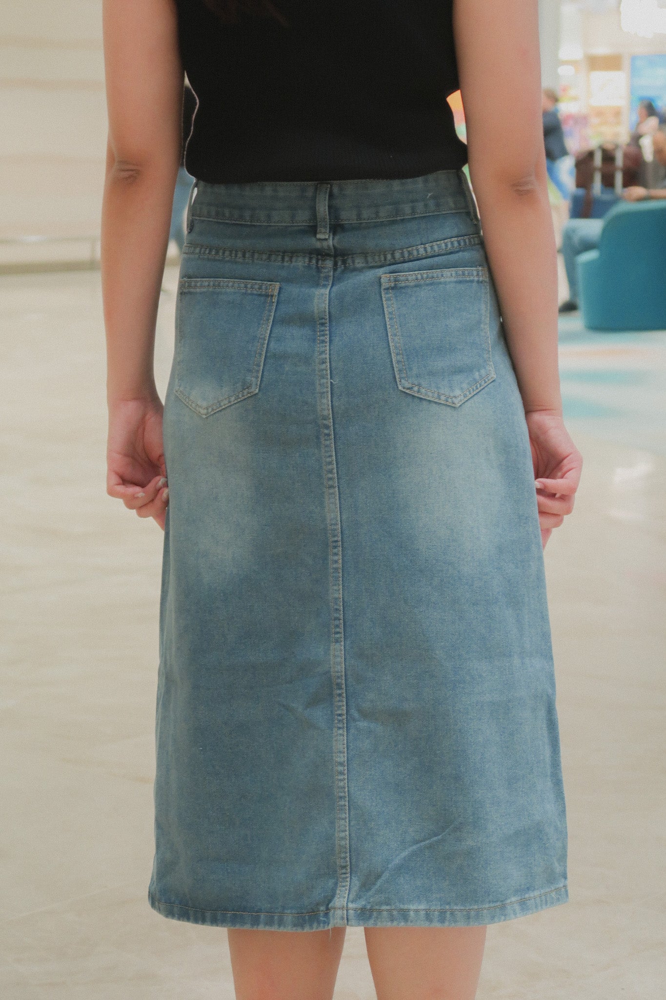 Tara Denim Midi skirt (Vintage wash)
