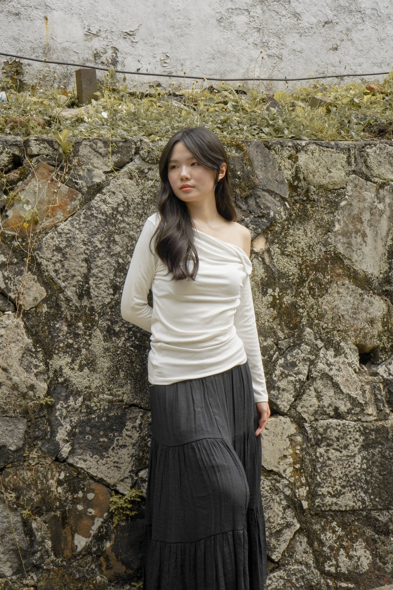 Leah Linen Tiered Skirt (Black)