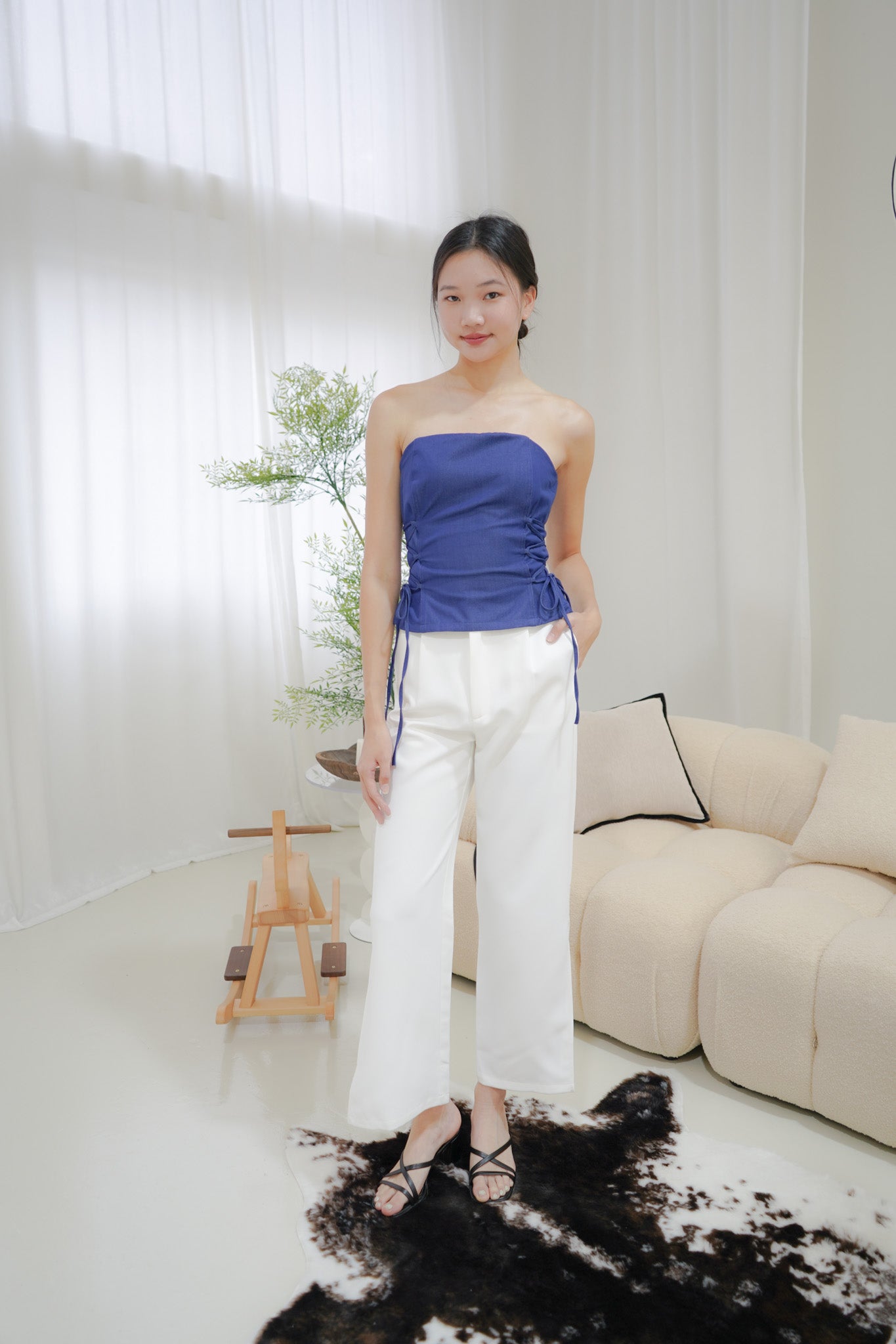 Dana Tube Top with Side Ties (Denim Blue)