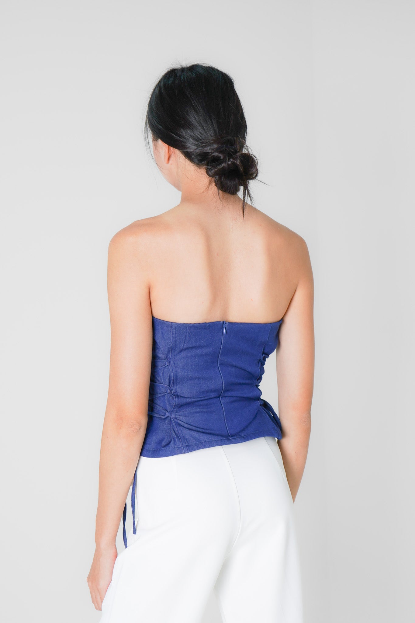 Dana Tube Top with Side Ties (Denim Blue)