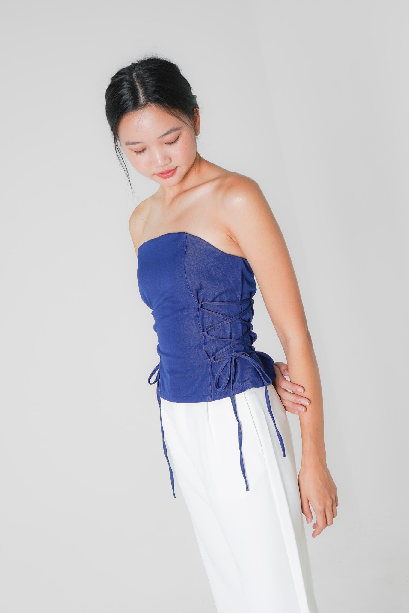 Dana Tube Top with Side Ties (Denim Blue)