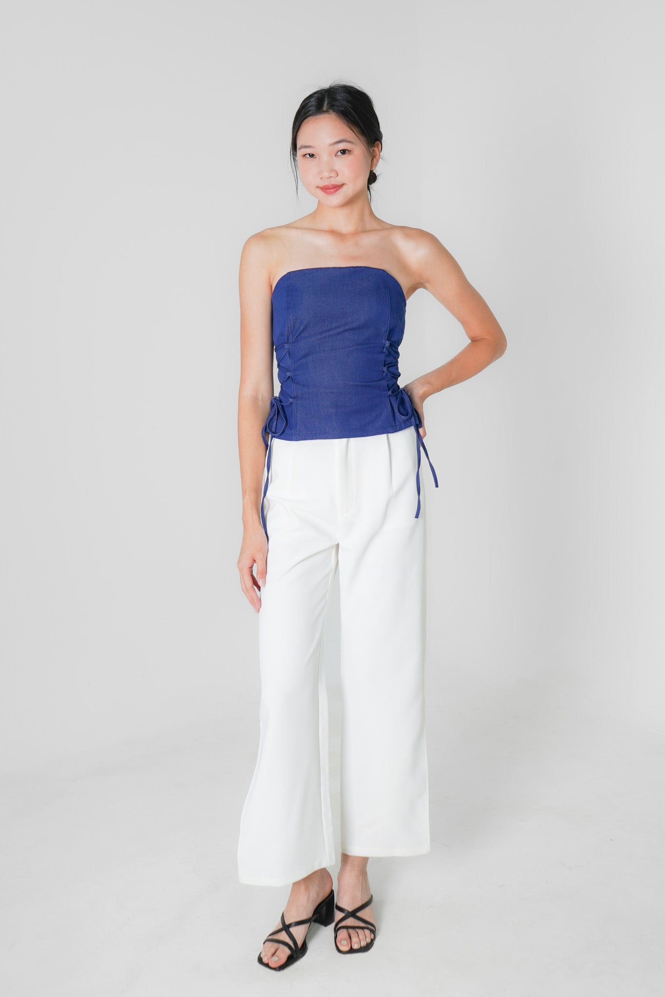 Dana Tube Top with Side Ties (Denim Blue)