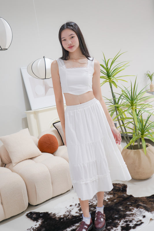 Lacie Sleeveless Crop Top (White)
