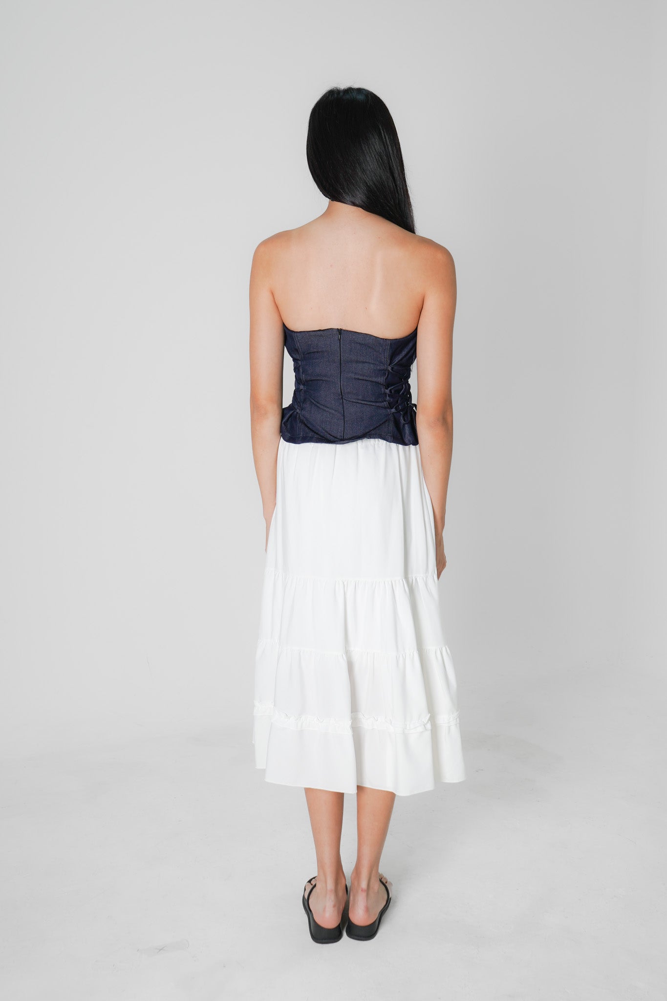 Dana Tube Top with Side Ties (Dark denim)