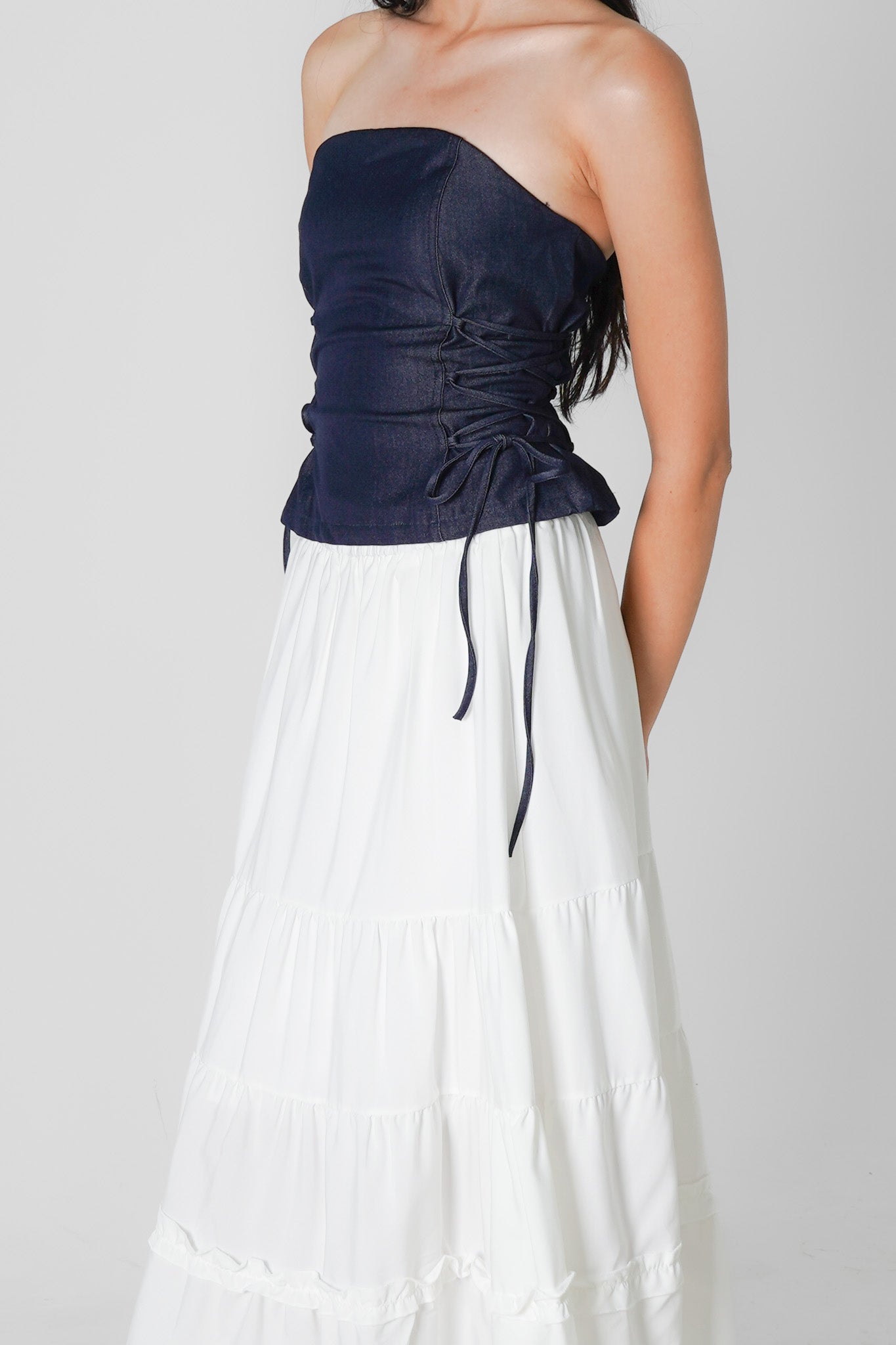 Dana Tube Top with Side Ties (Dark denim)