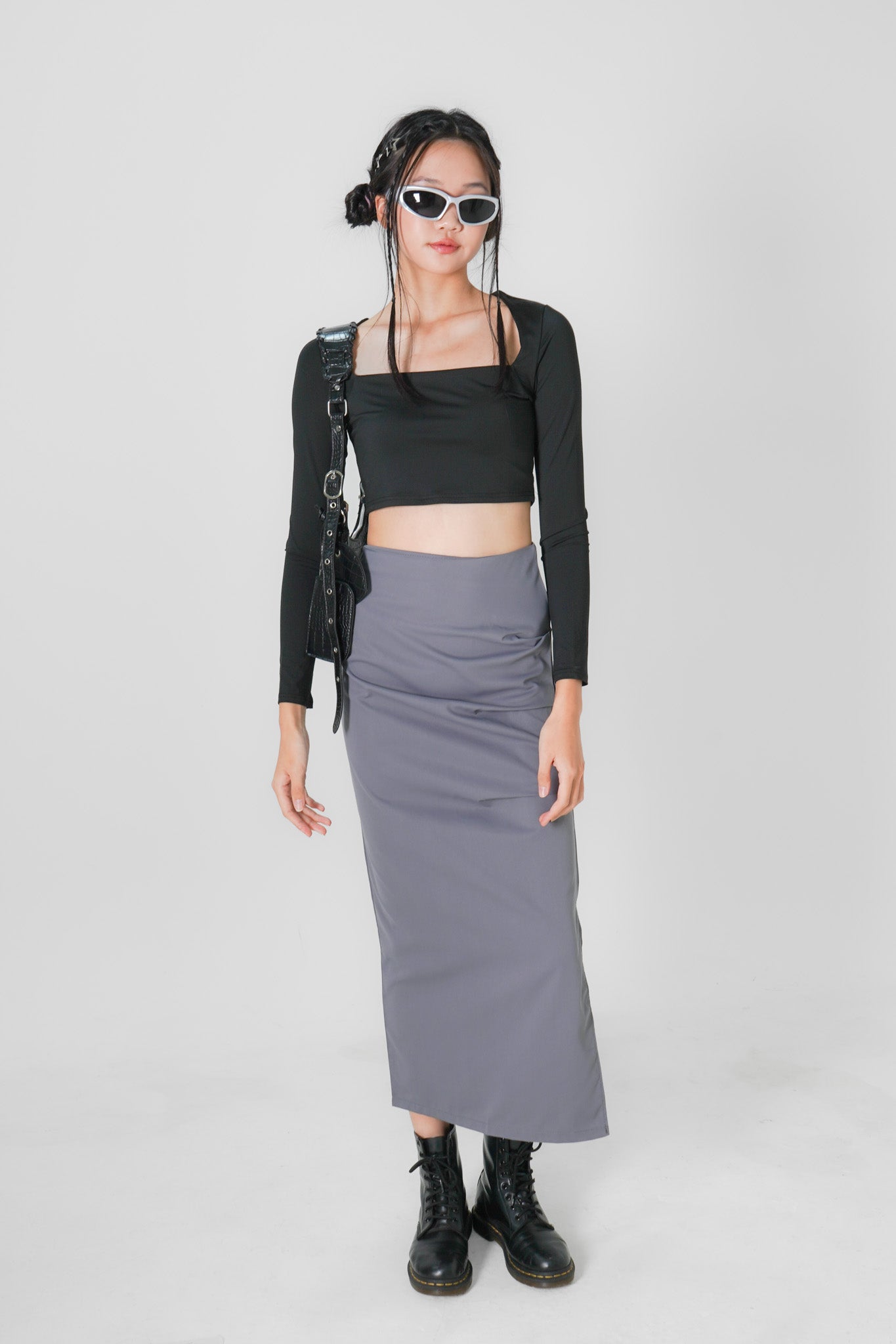 Aniya Pencil Maxi Skirt (Grey)