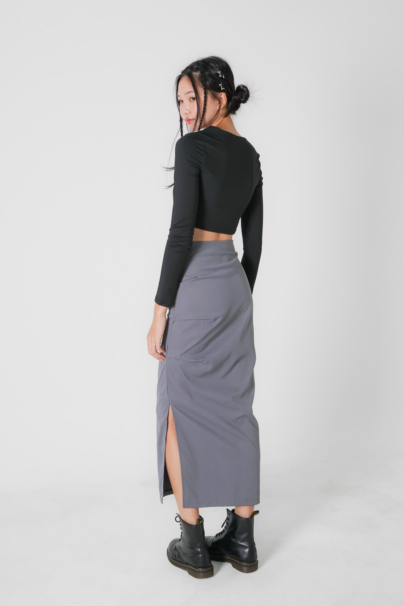 Aniya Pencil Maxi Skirt (Grey)
