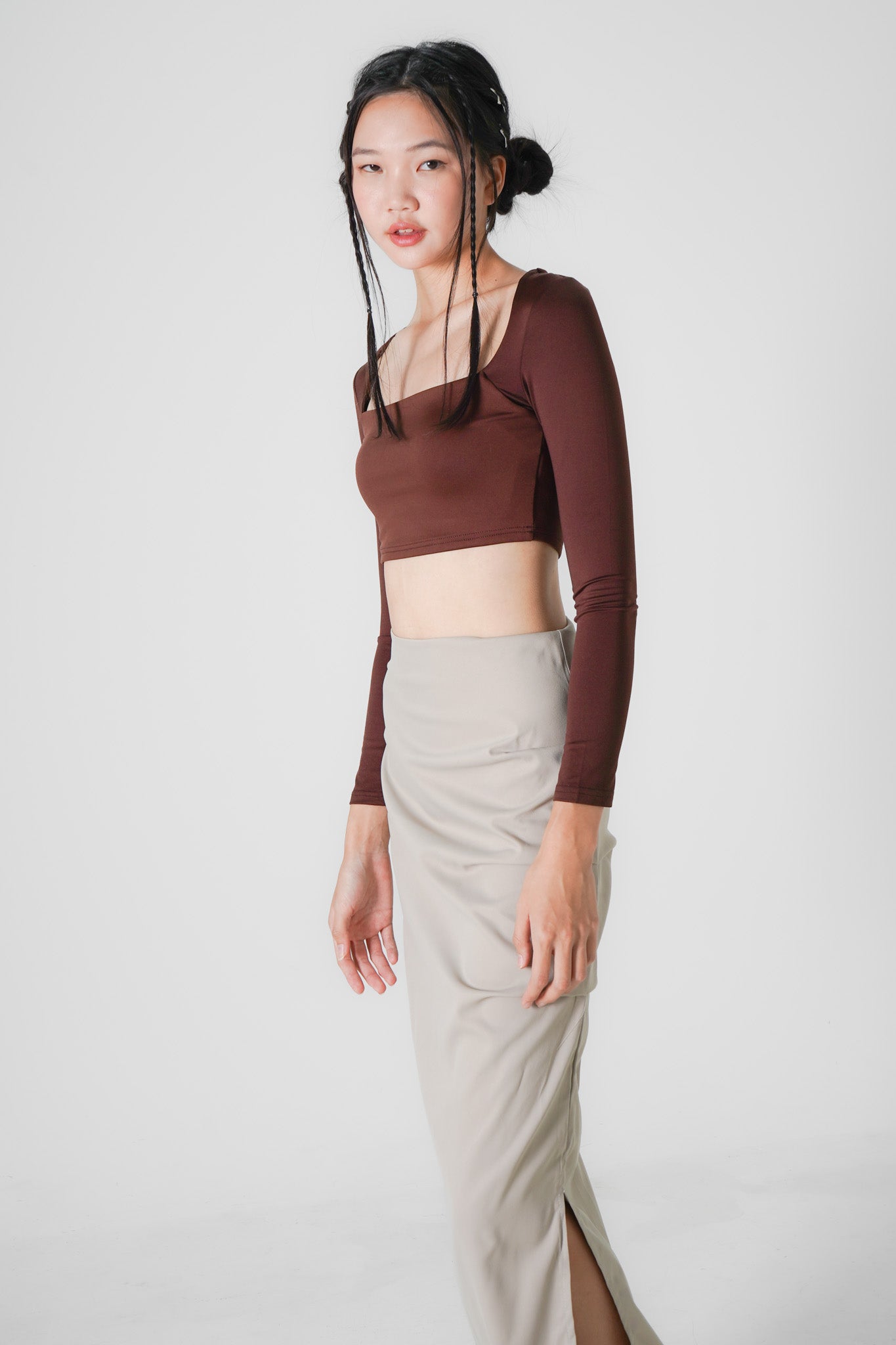 Aniya Pencil Maxi Skirt (Khaki)
