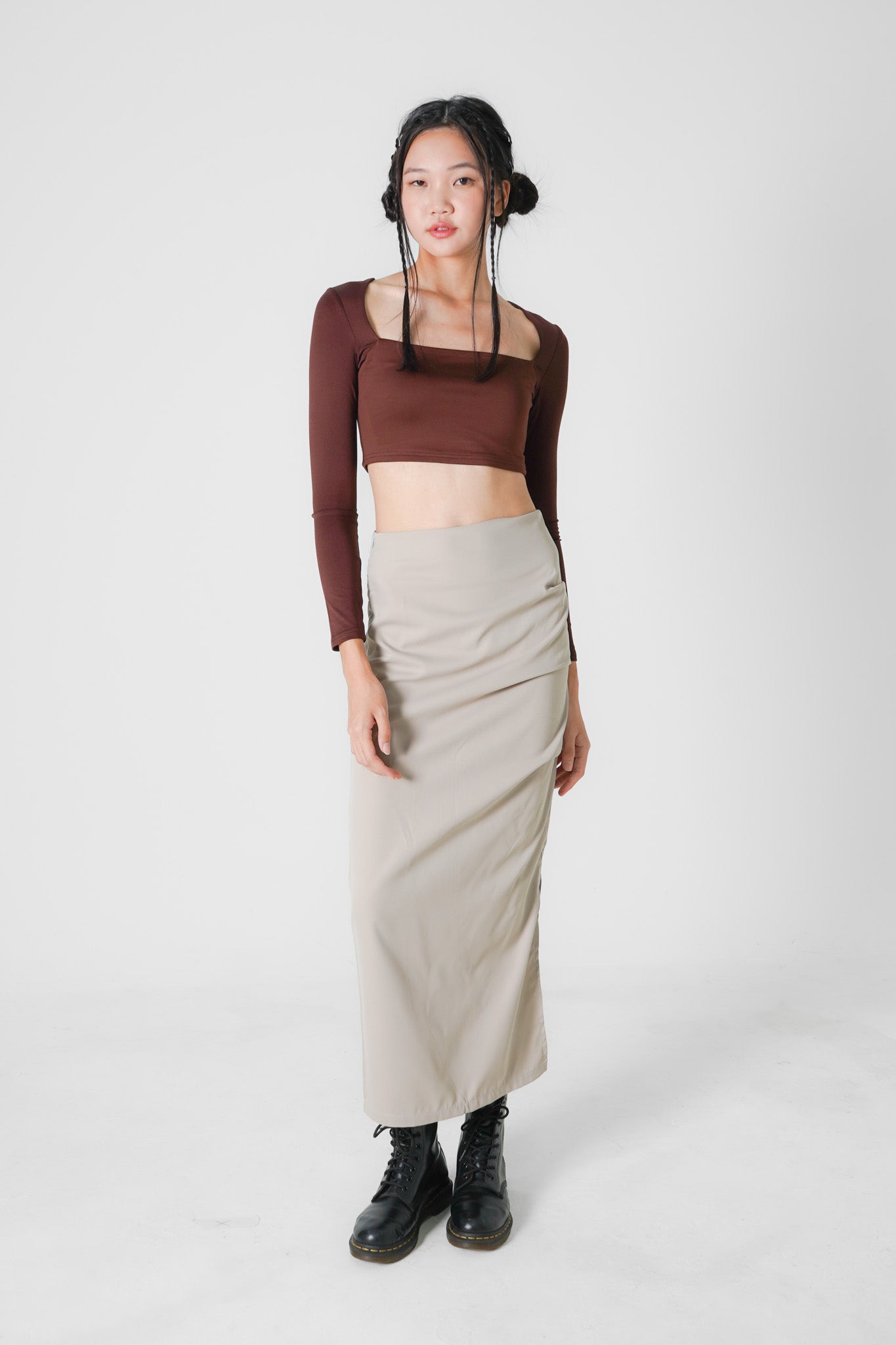 Aniya Pencil Maxi Skirt (Khaki)