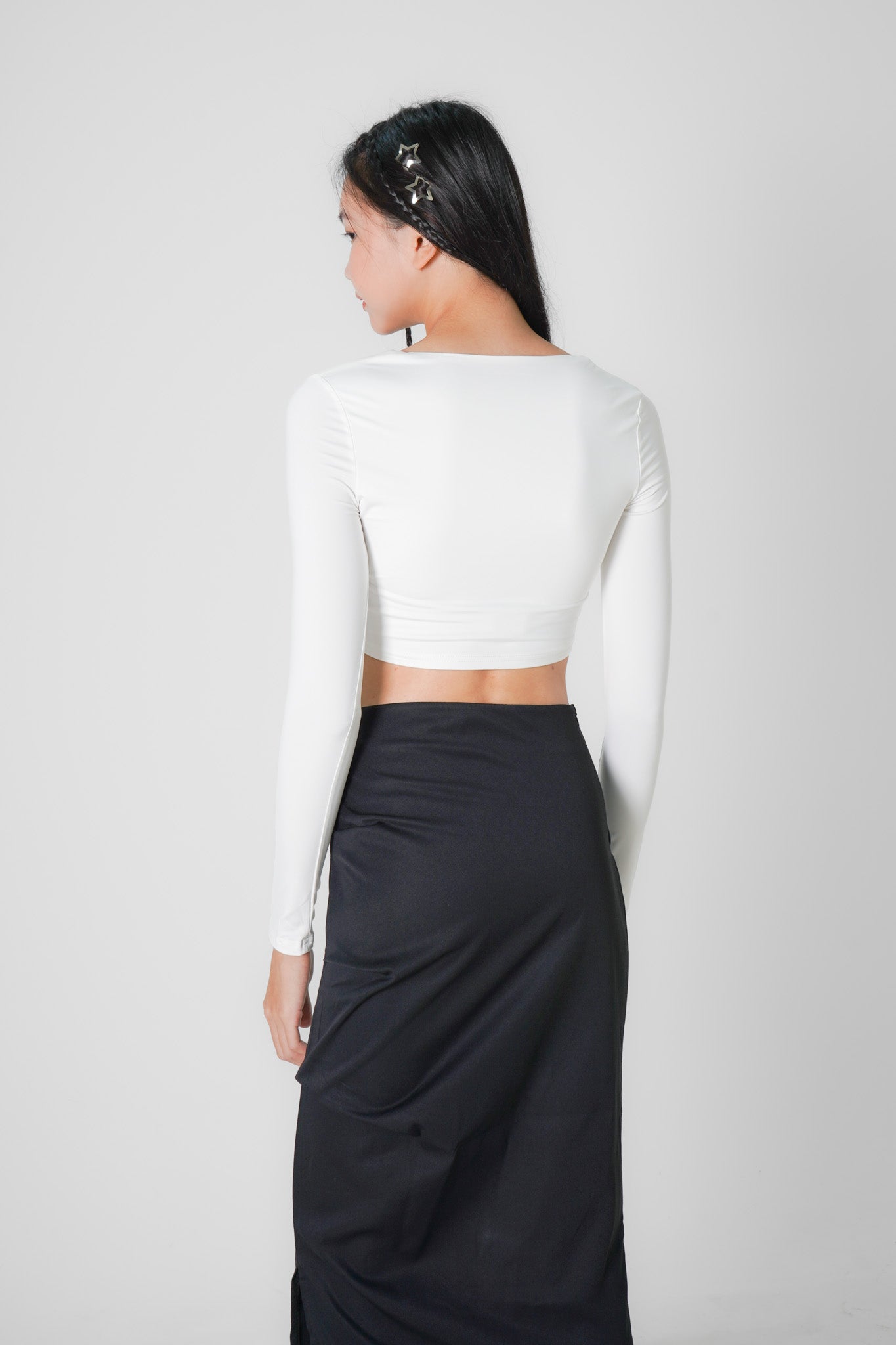Shea long sleeve crop top (White)