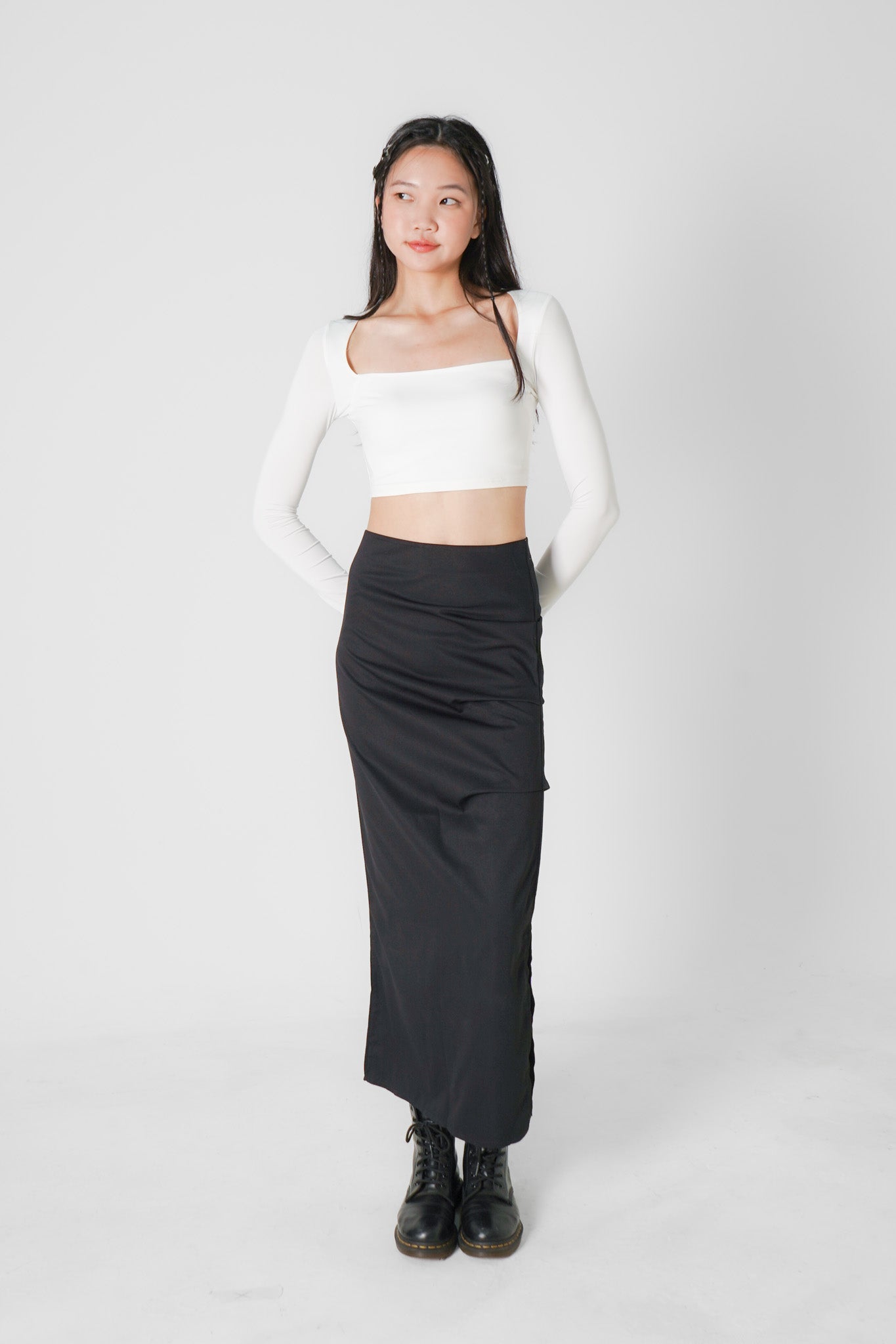 Aniya Pencil Maxi Skirt (Black)