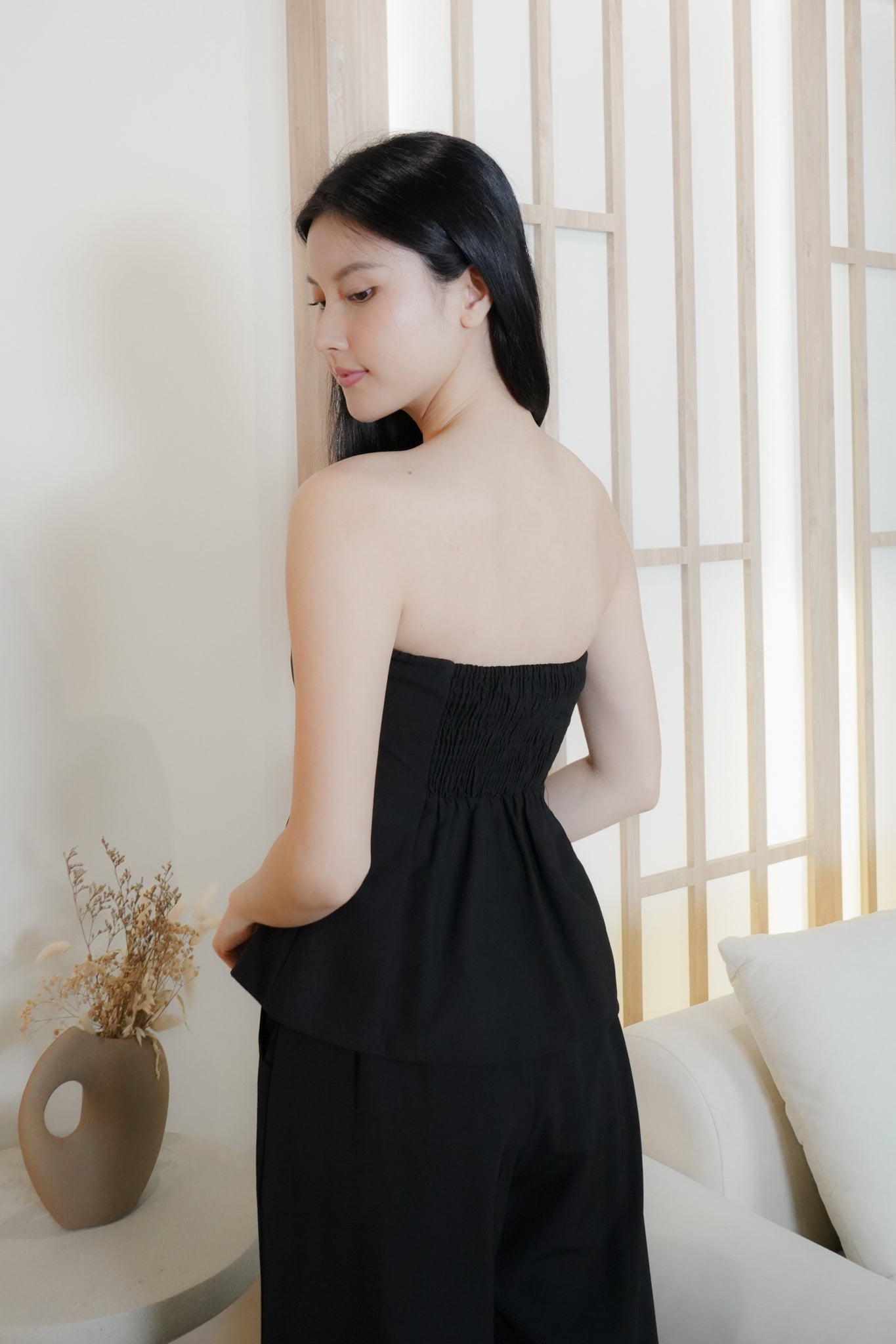 Zia Longline Top (with removable straps) (Black)