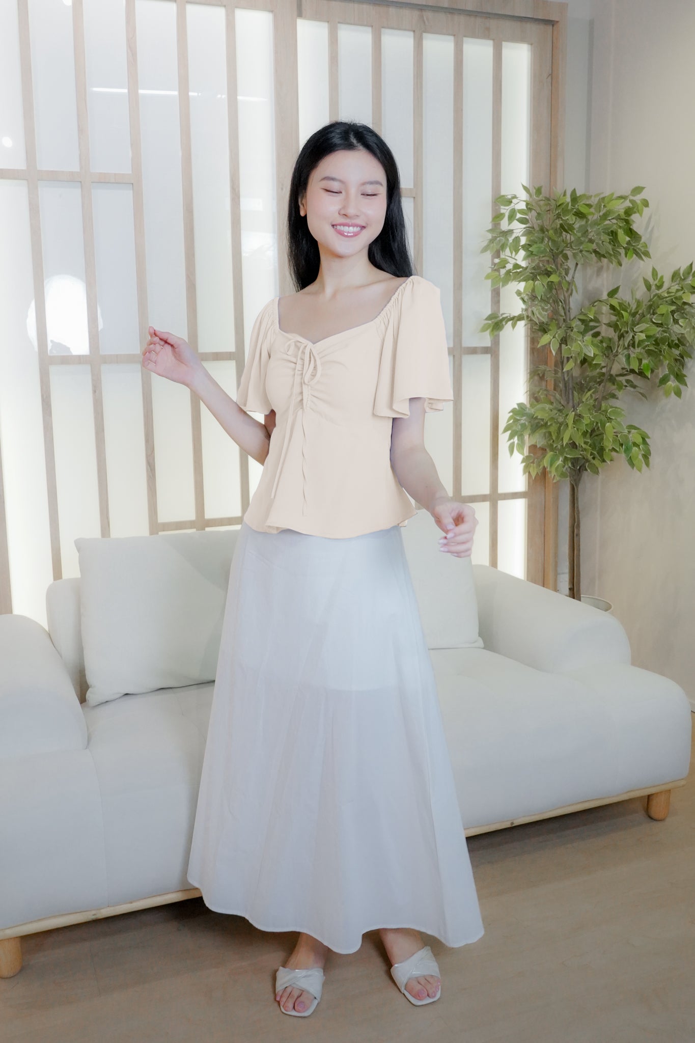 Aria Flutter Sweetheart Top (Butter yellow)