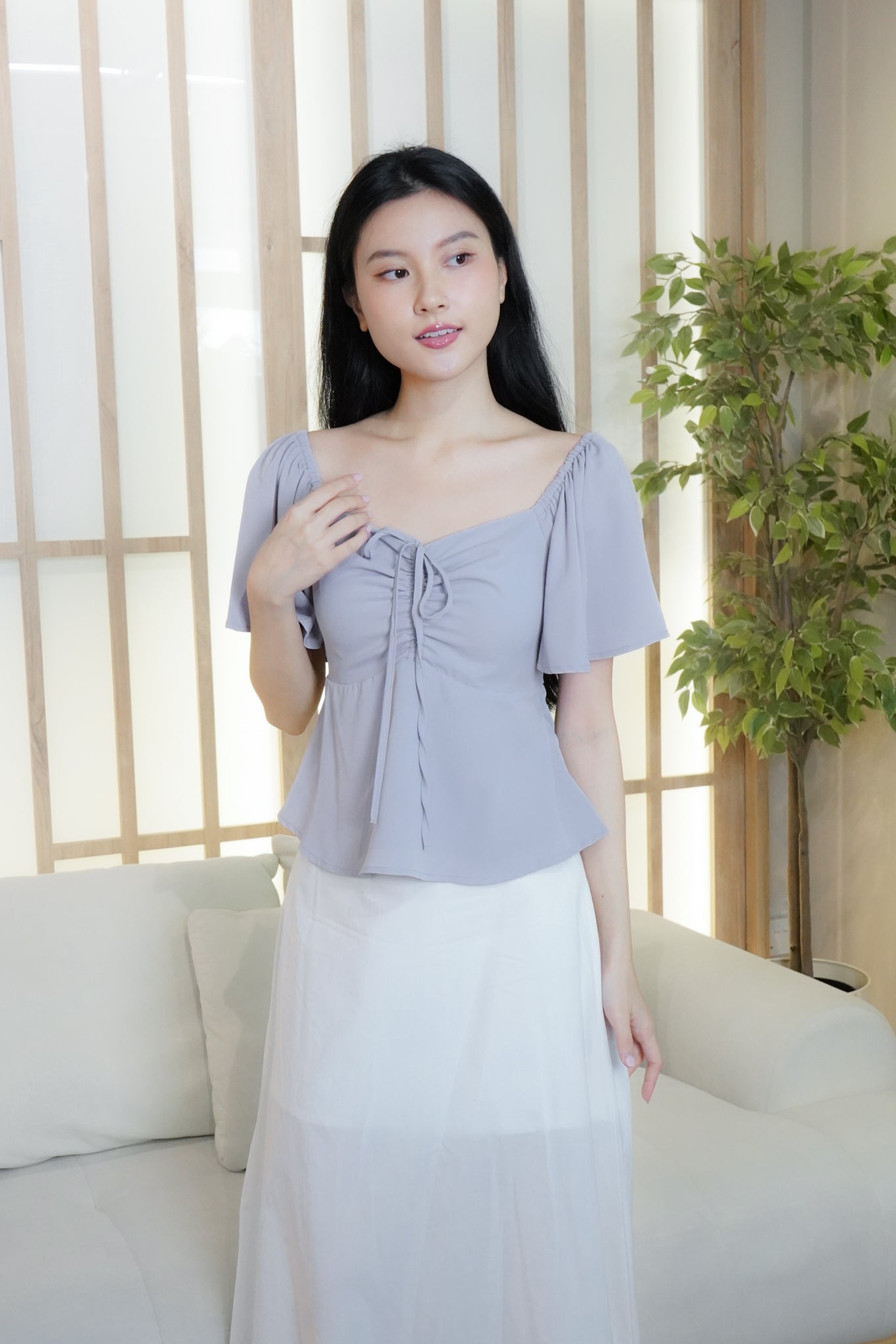 Aria Flutter Sweetheart Top (Lilac)
