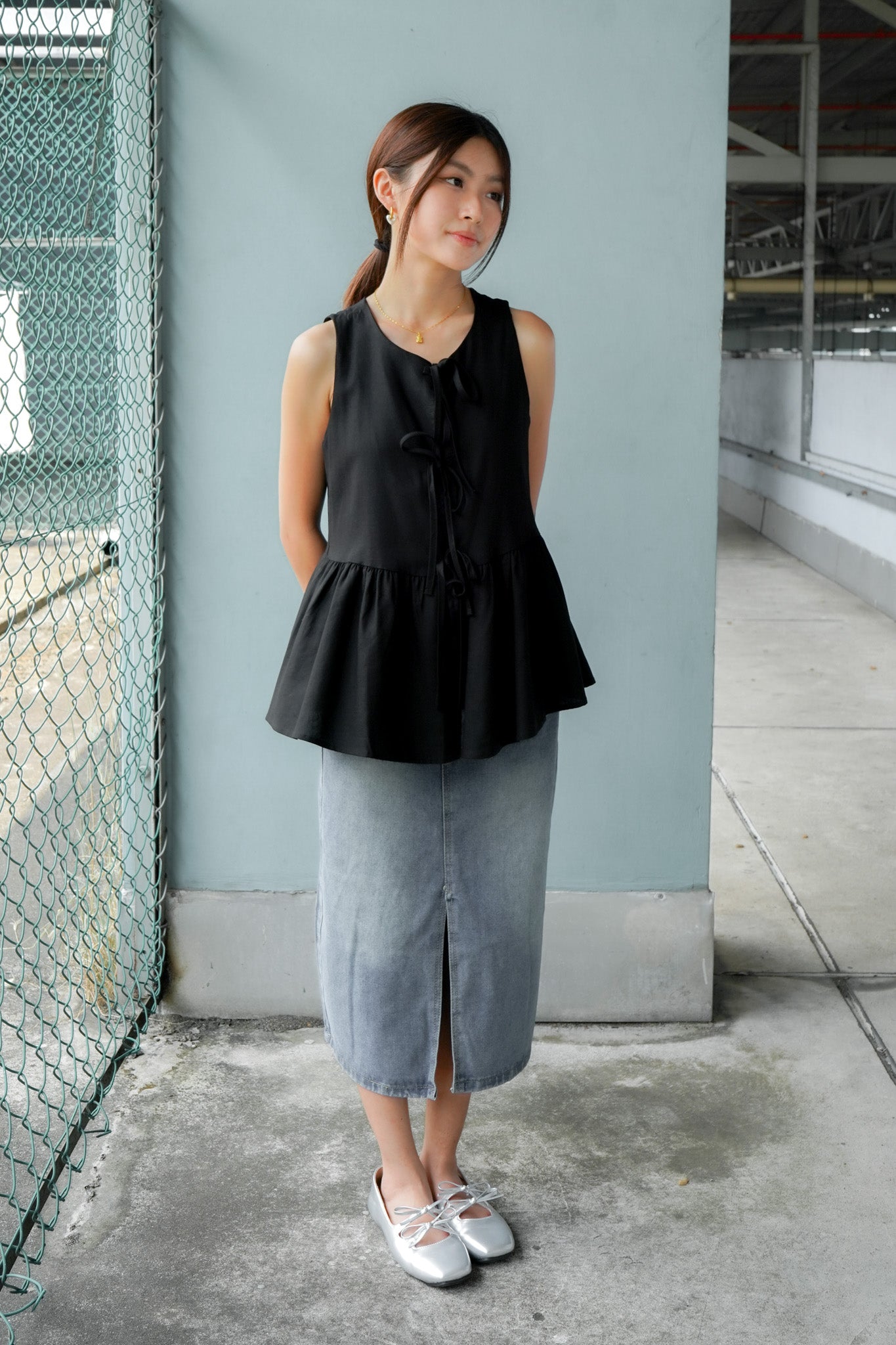 Maia Sleeveless Ribbon Top