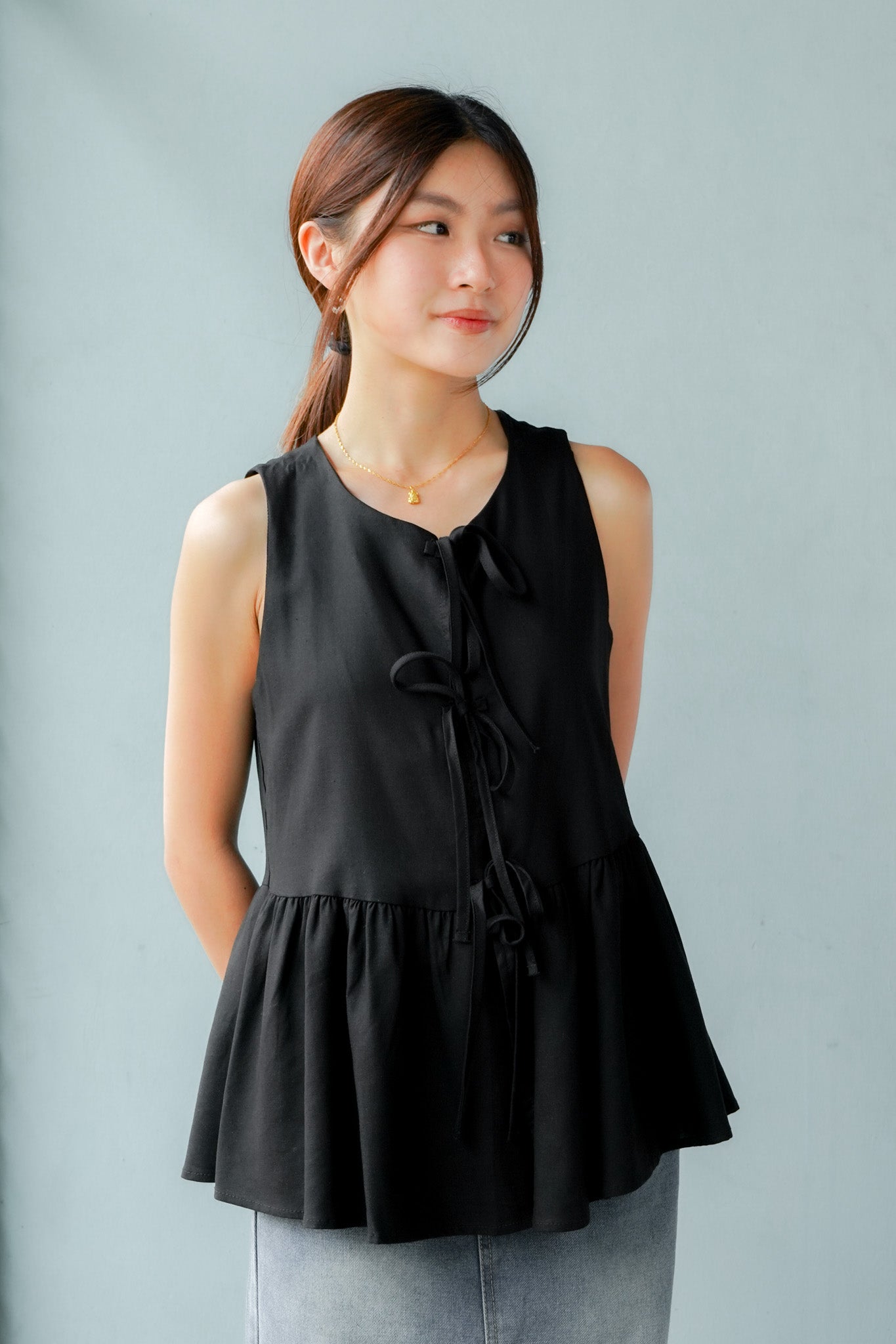 Maia Sleeveless Ribbon Top