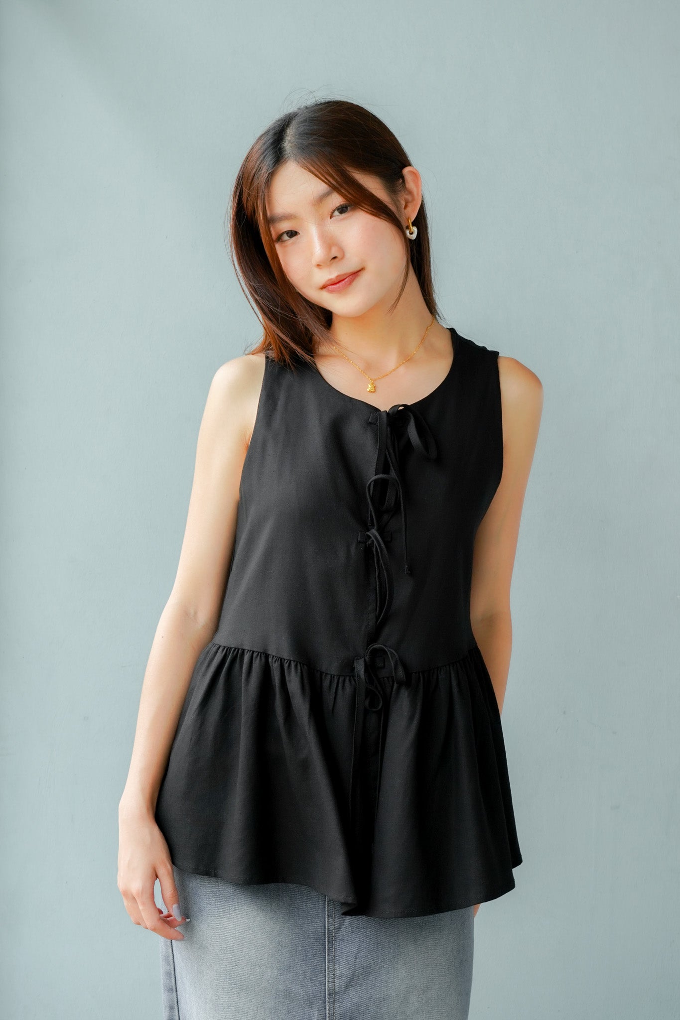 Maia Sleeveless Ribbon Top