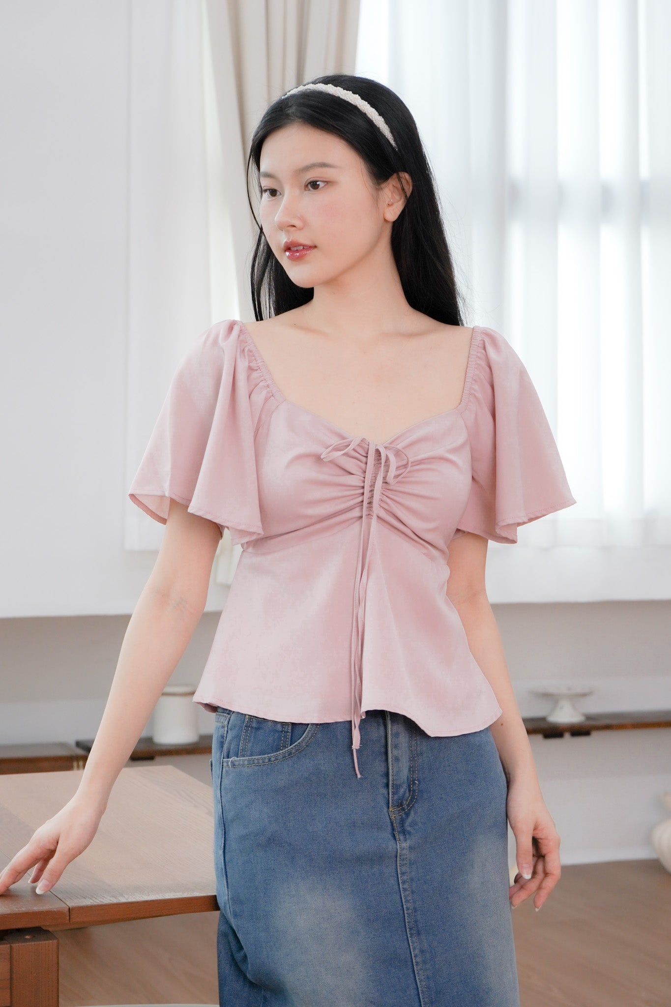 Aria Flutter Sweetheart Top (Pastel Pink)