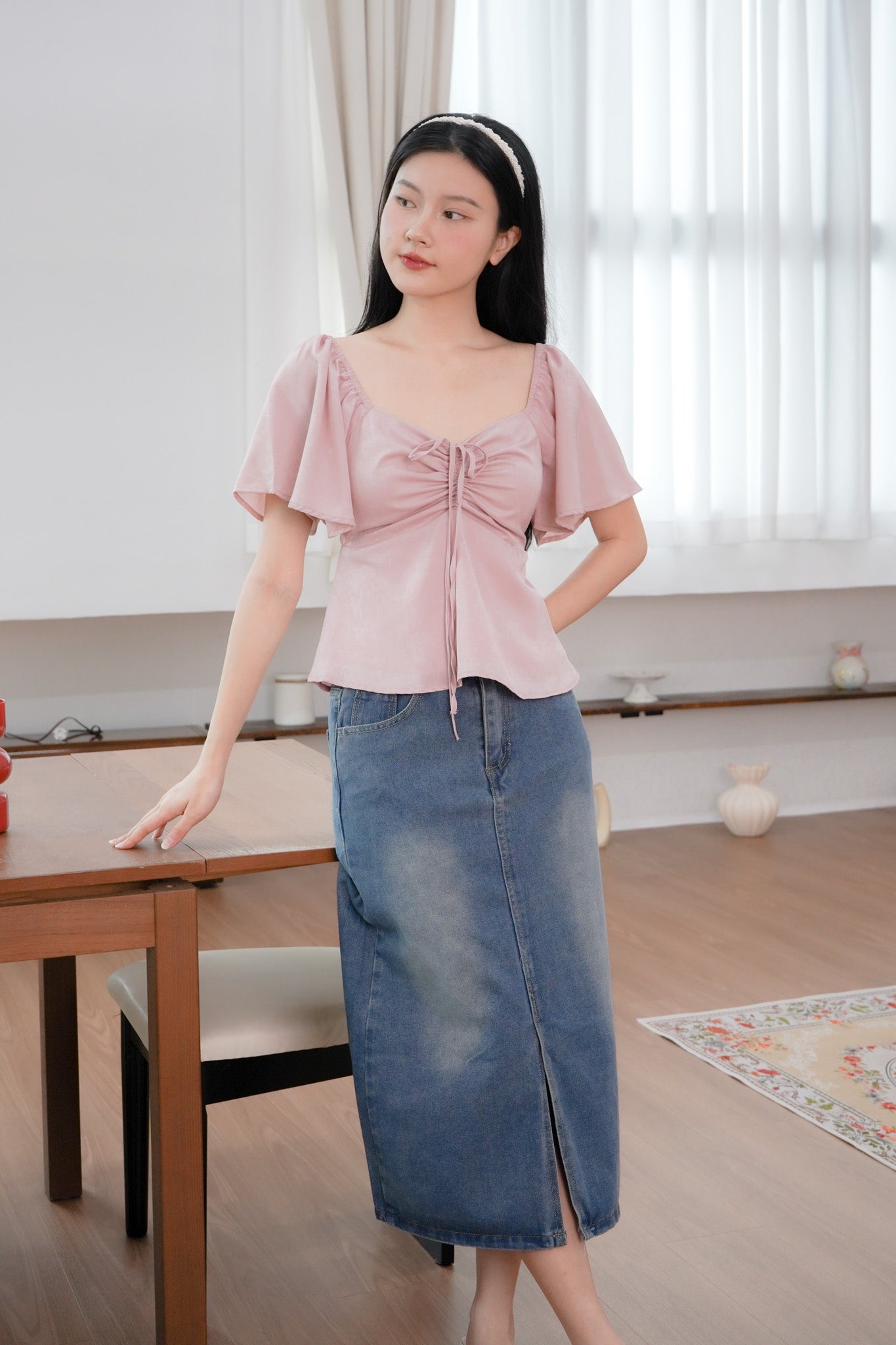 Aria Flutter Sweetheart Top (Pastel Pink)