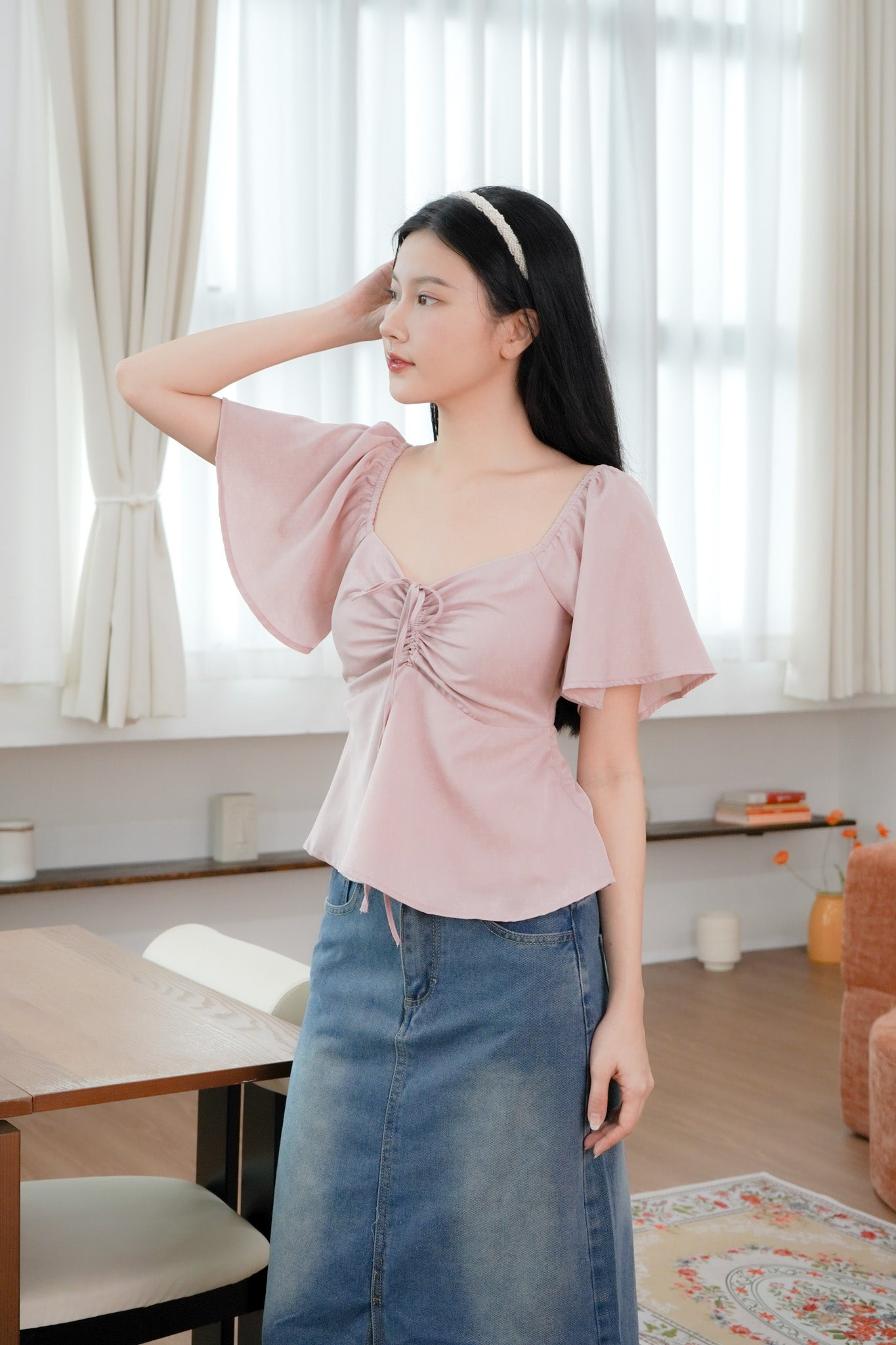 Aria Flutter Sweetheart Top (Pastel Pink)