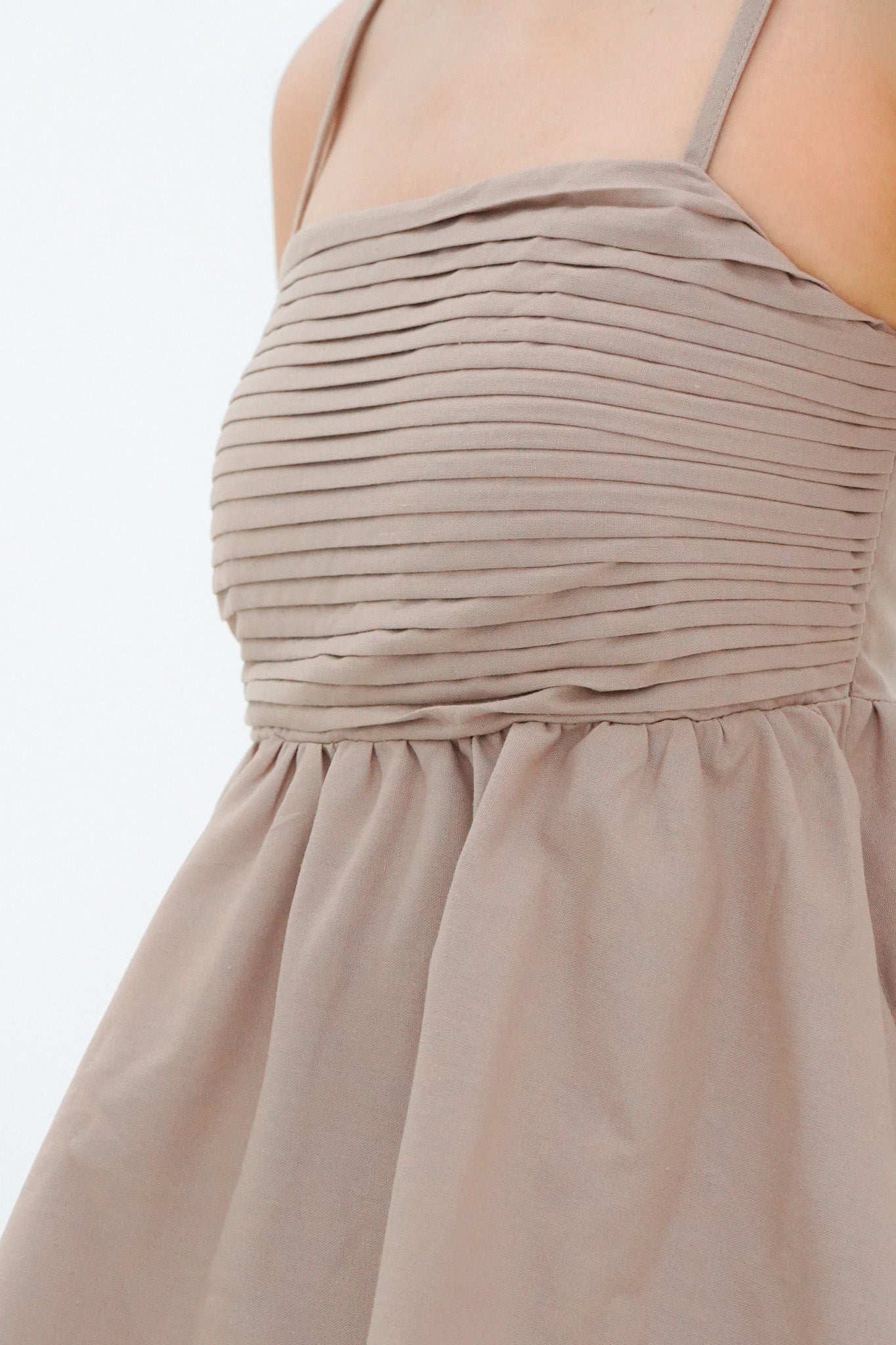 Emi Pleated Babydoll Top (Khaki)