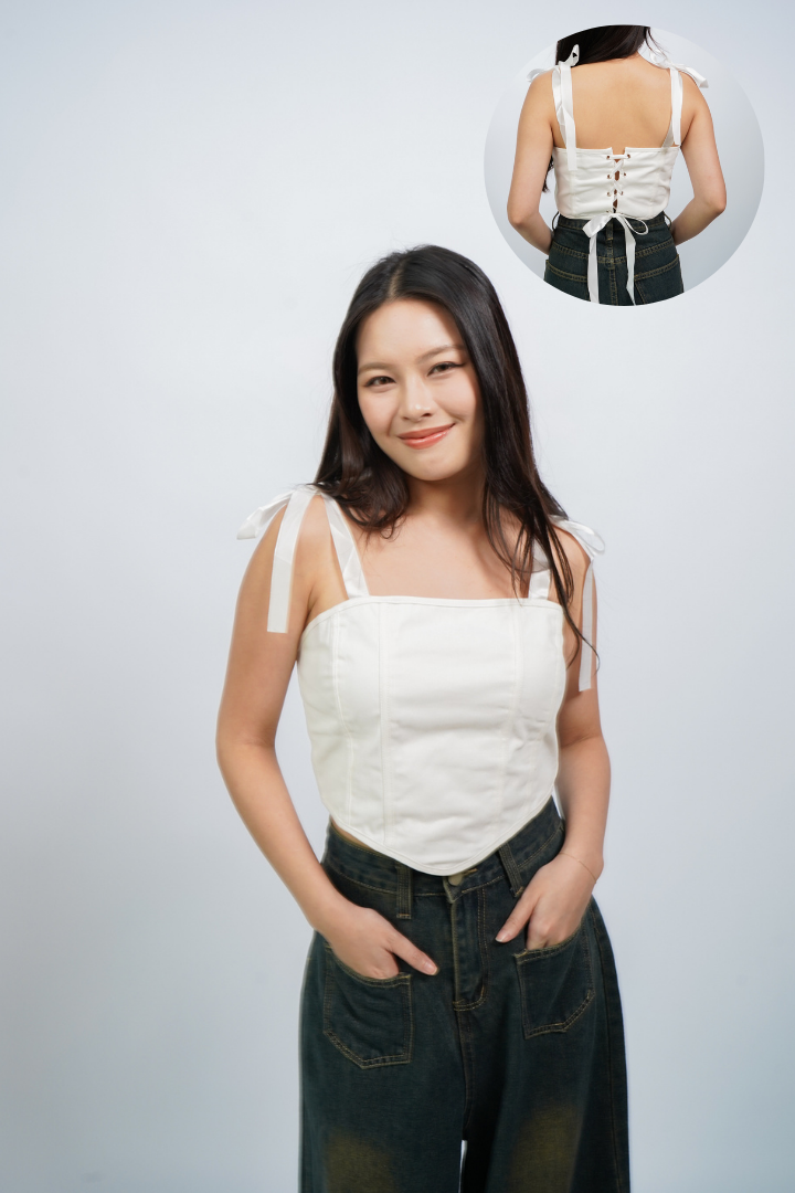 Bel corset ribbon top (White)