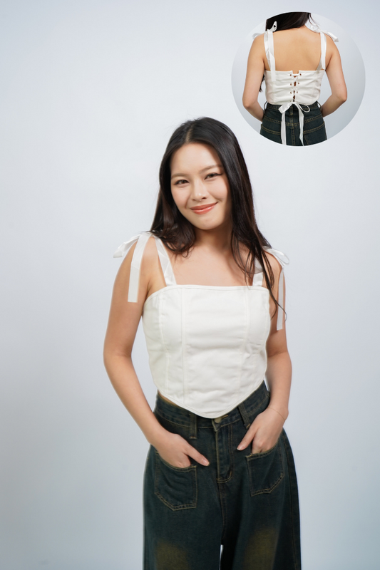 Bel corset ribbon top (White)
