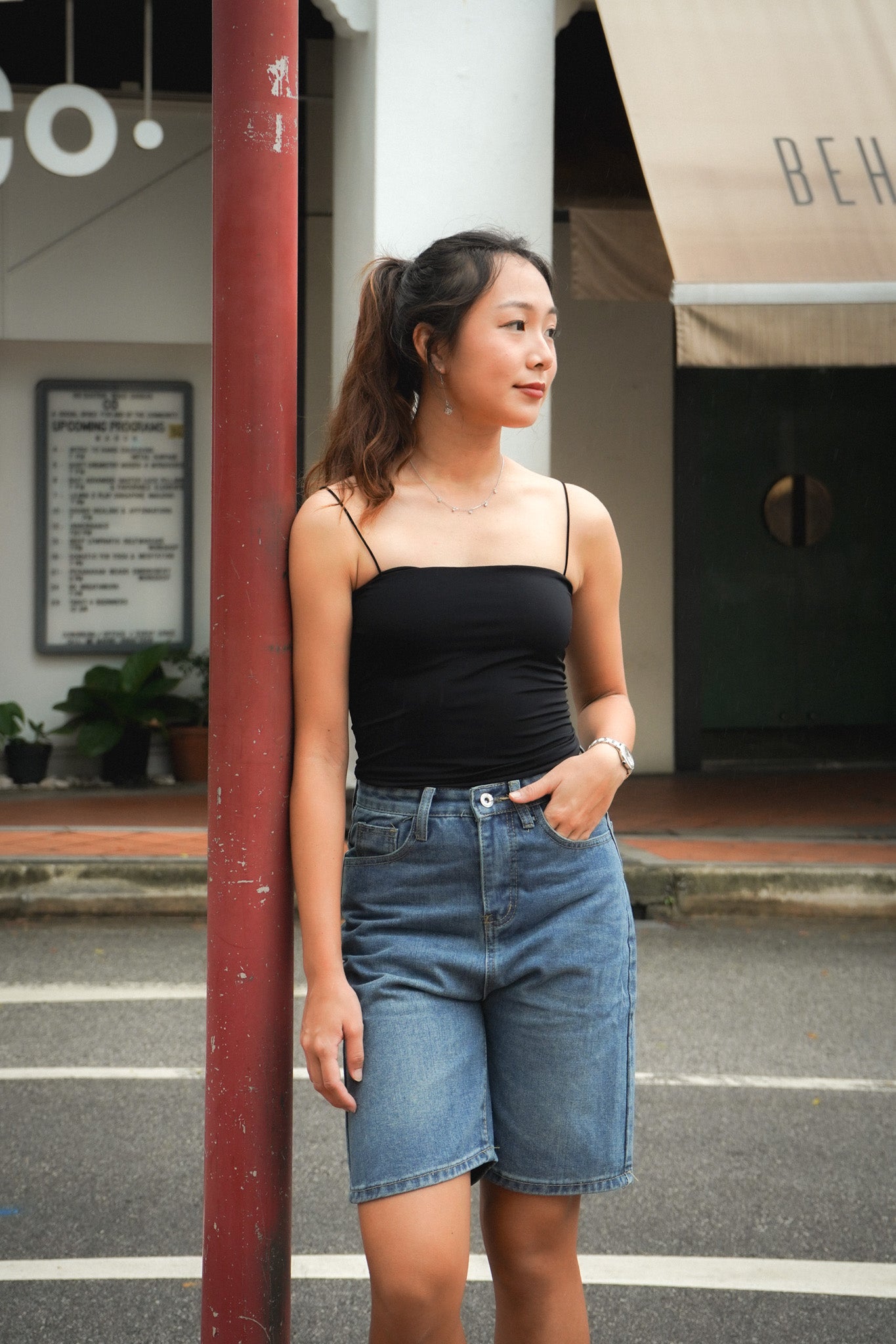 Una Vintage High Waist Denim Jorts (Denim Blue)