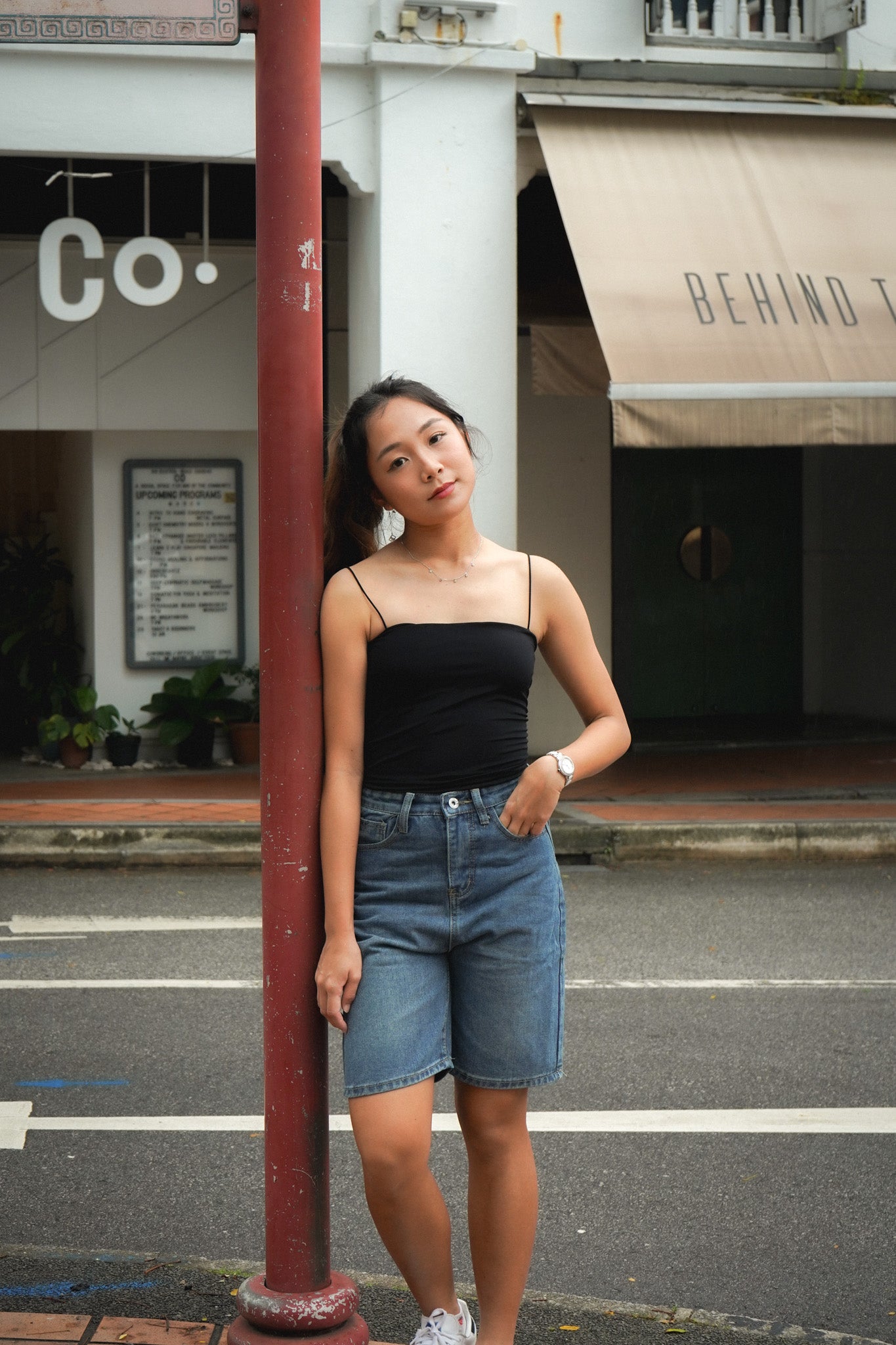 Una Vintage High Waist Denim Jorts (Denim Blue)