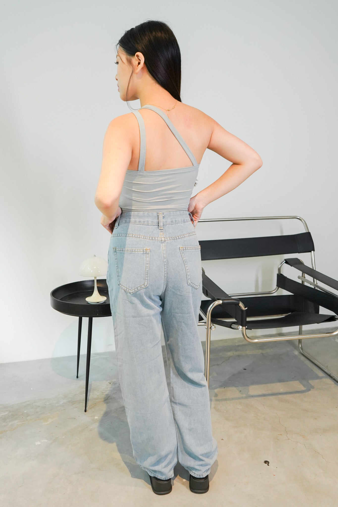 Rosalind High Waisted Straight Leg Jeans (Blue)