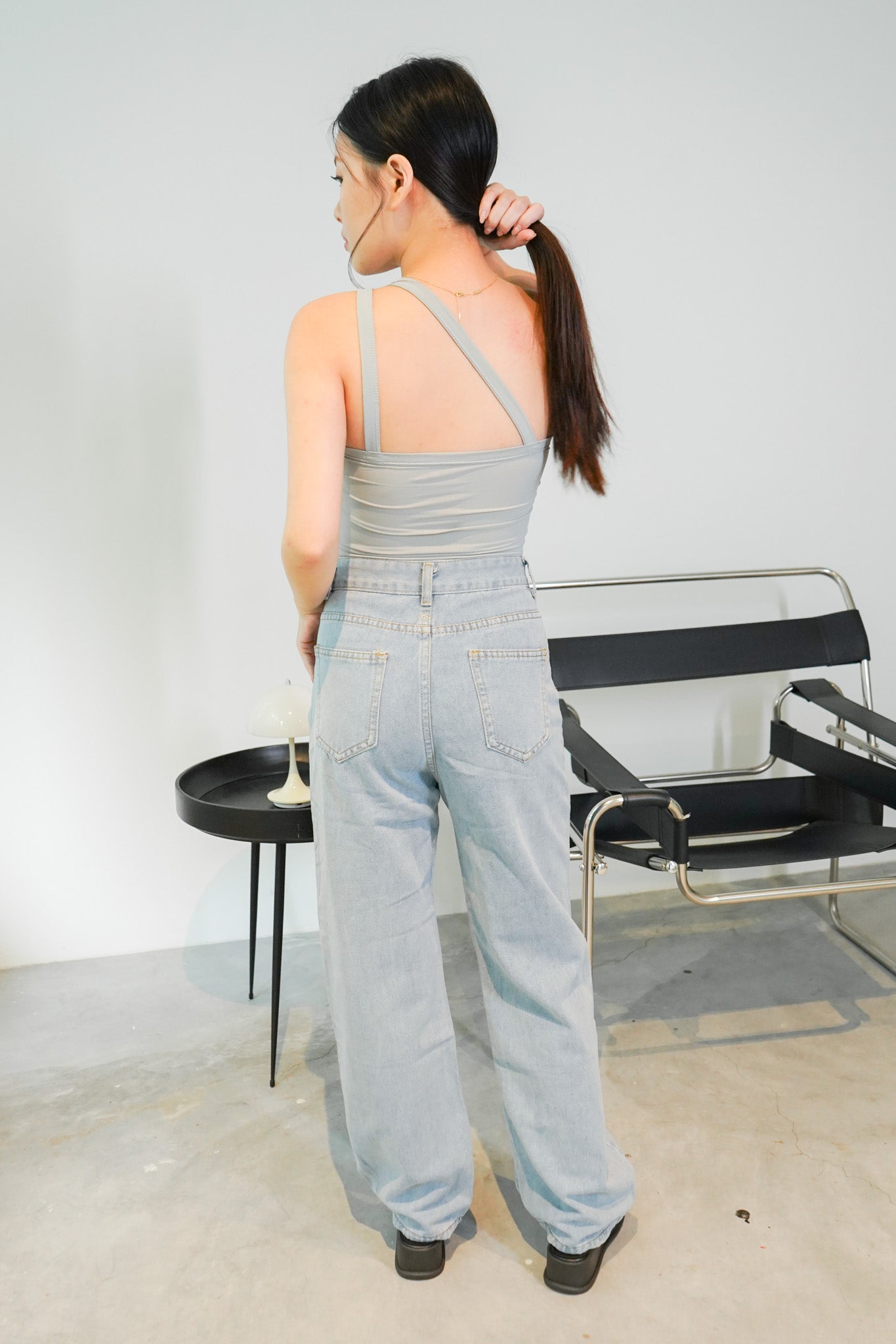 Cressida Asymmetrical Padded Top (Grey)