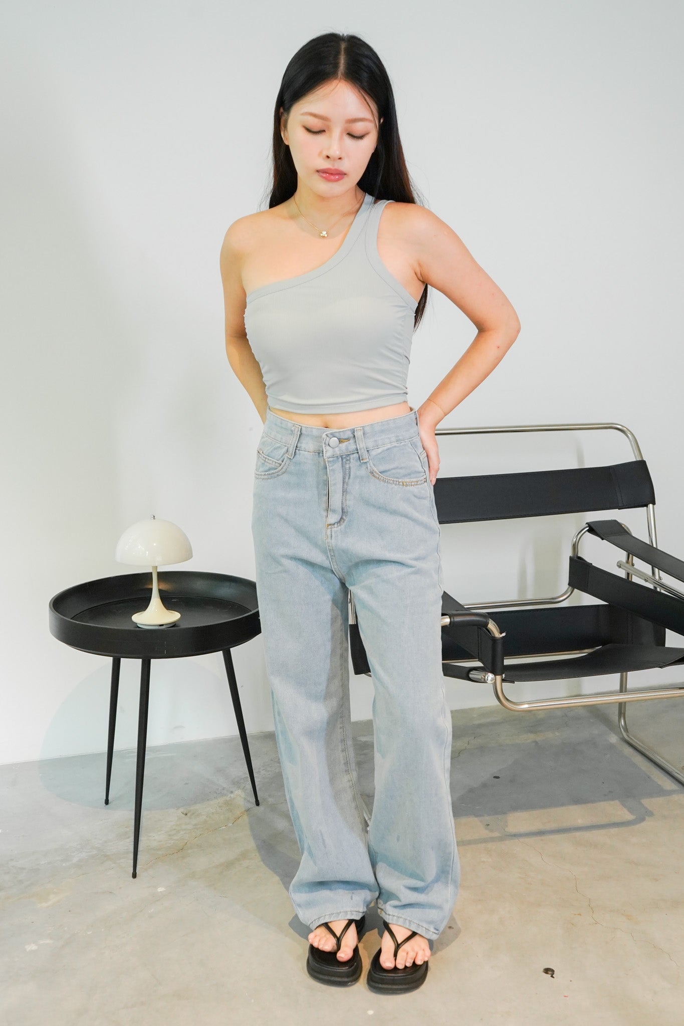 Rosalind High Waisted Straight Leg Jeans (Blue)