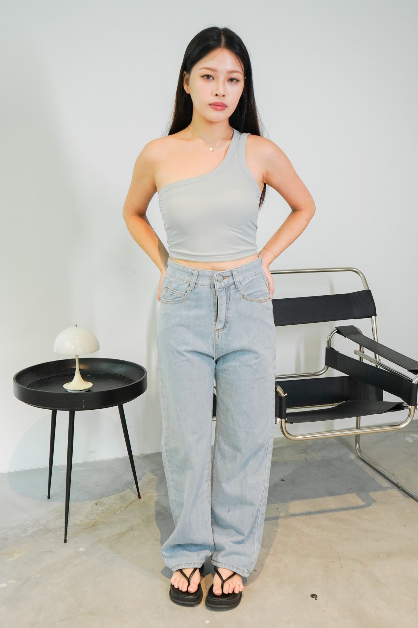 Cressida Asymmetrical Padded Top (Grey)