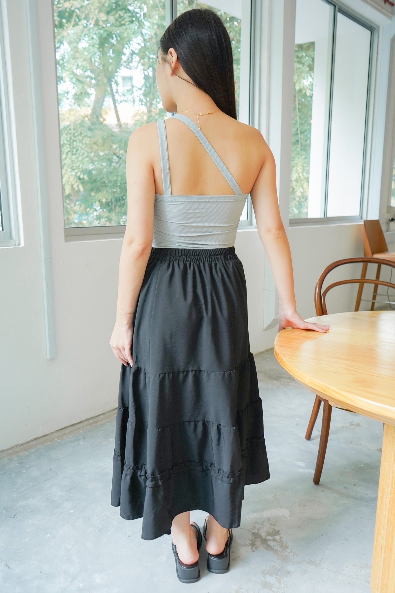 Tien Tiered Maxi Skirt (Black)