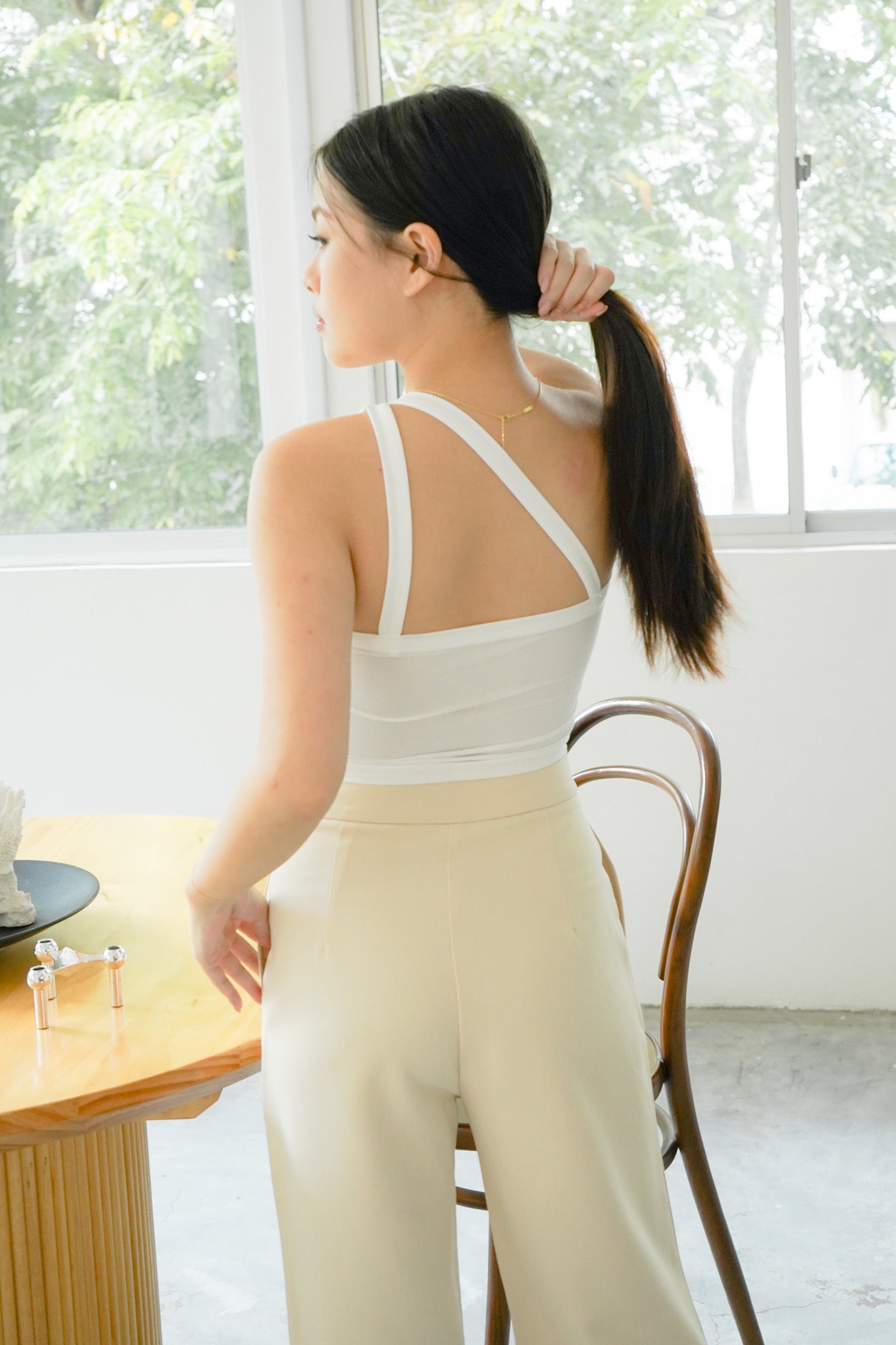 Cressida Asymmetrical Padded Top (White)