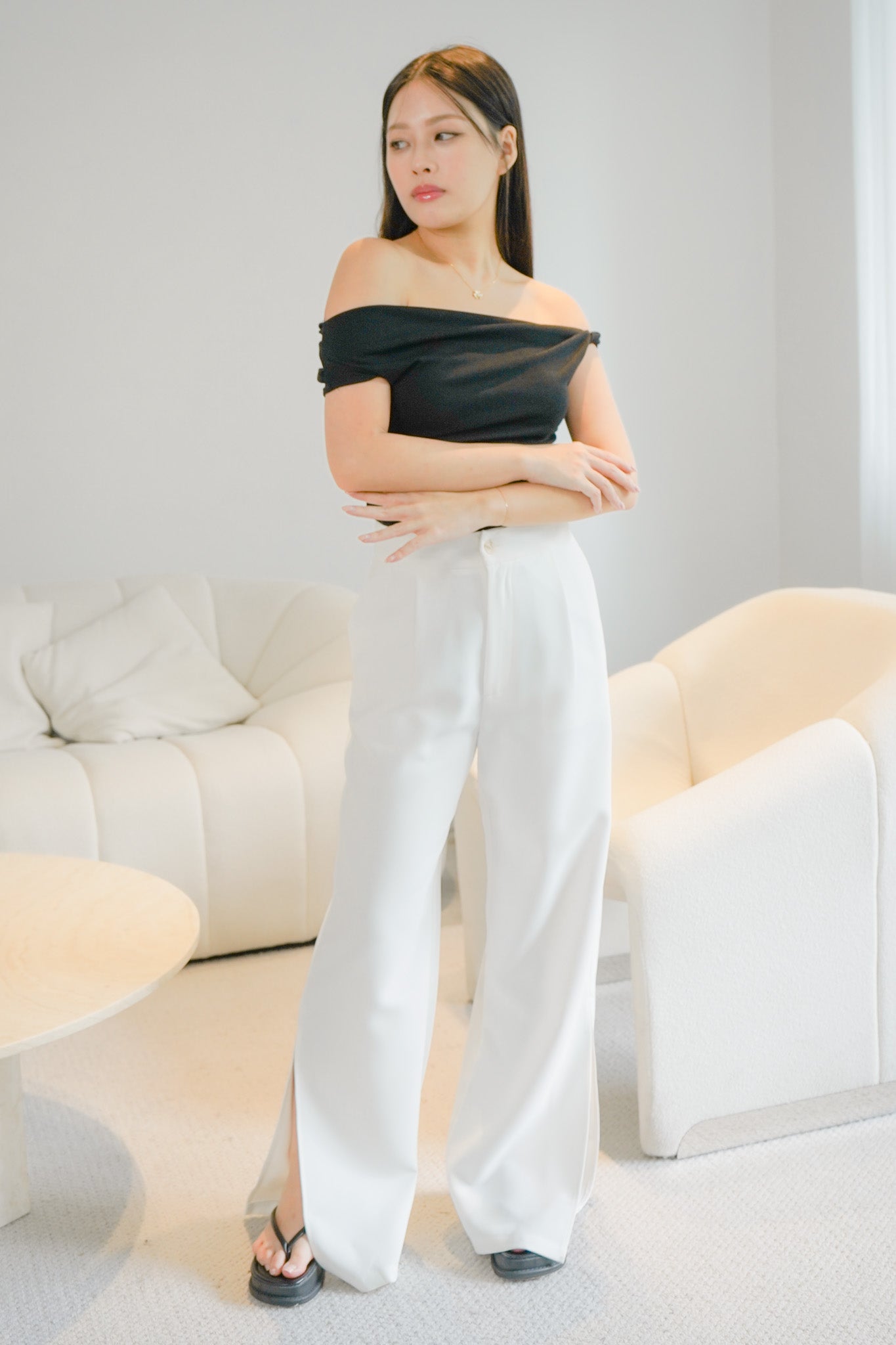 Preethi Split Flare Pant with slit (White)