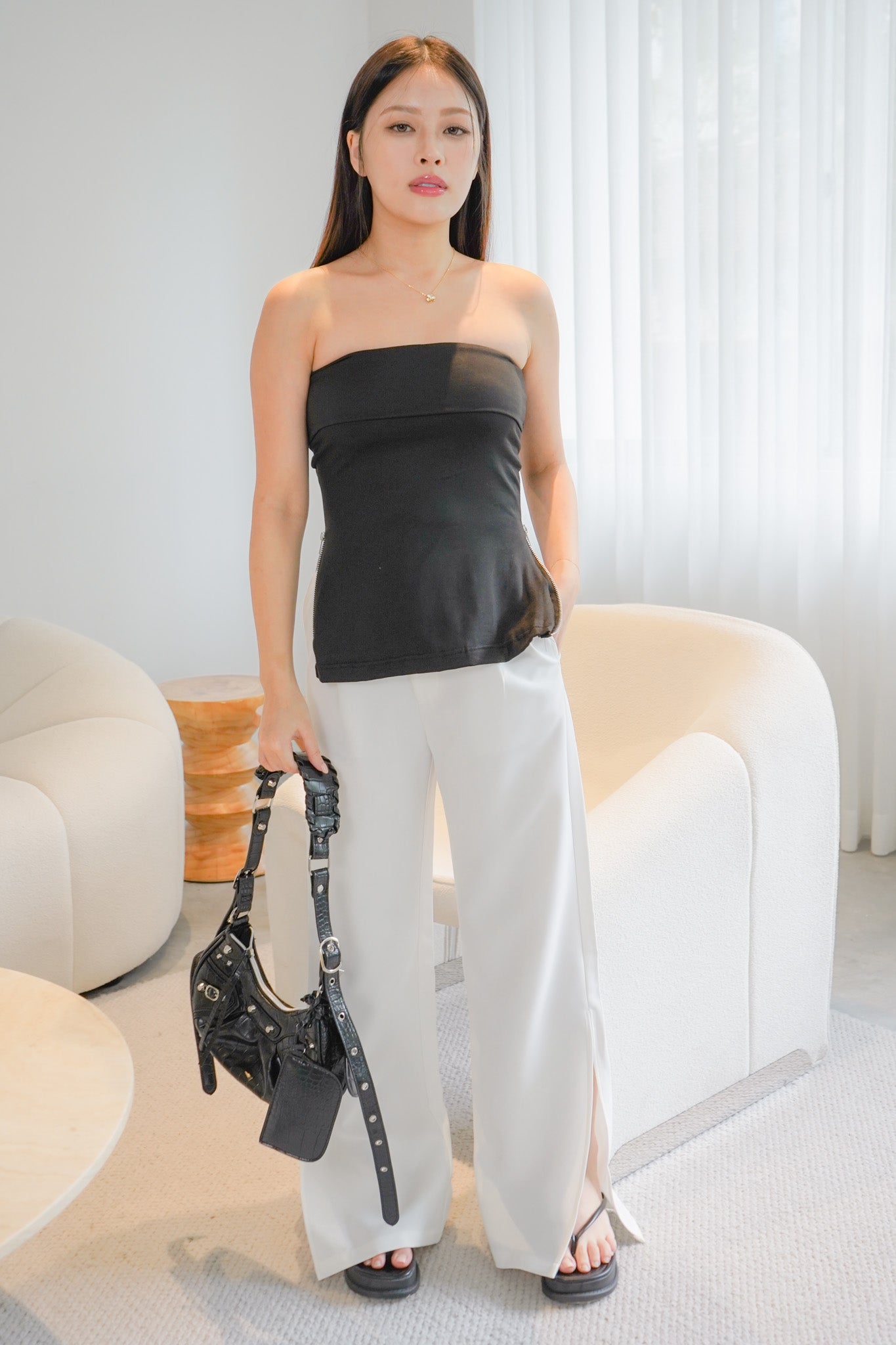 Preethi Split Flare Pant with slit (White)