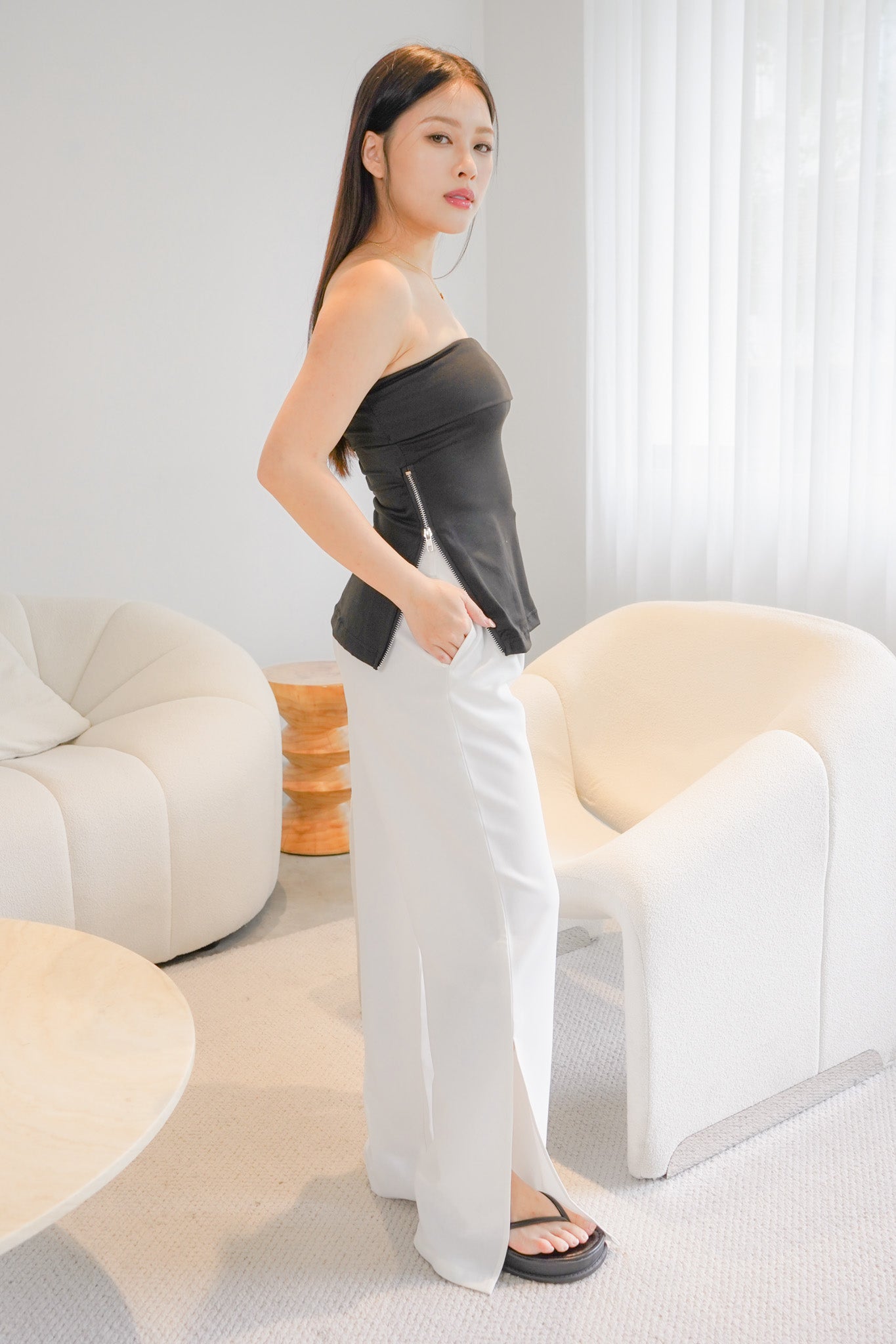 Preethi Split Flare Pant with slit (White)