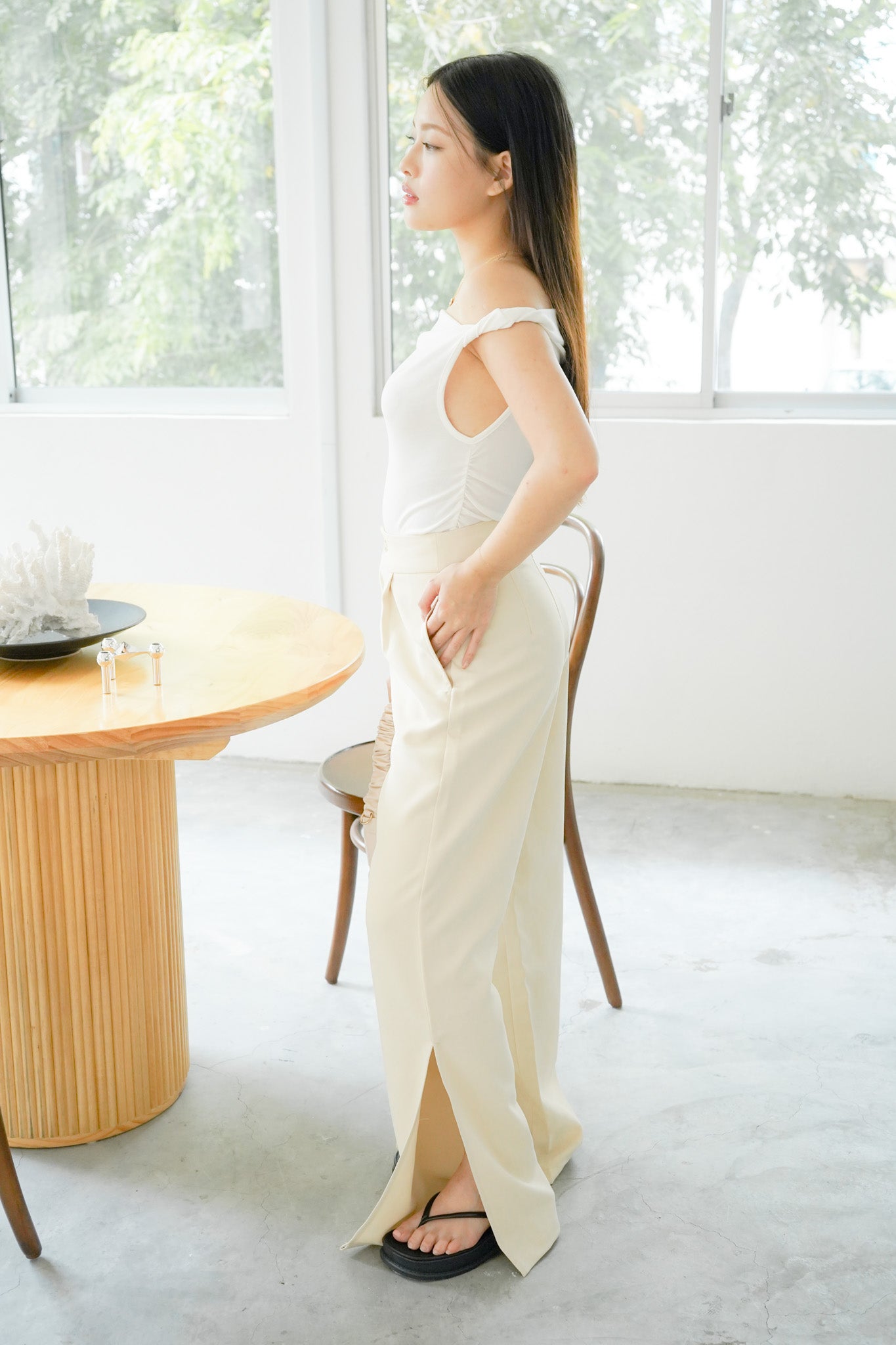Preethi Split Flare Pant with slit (Beige)