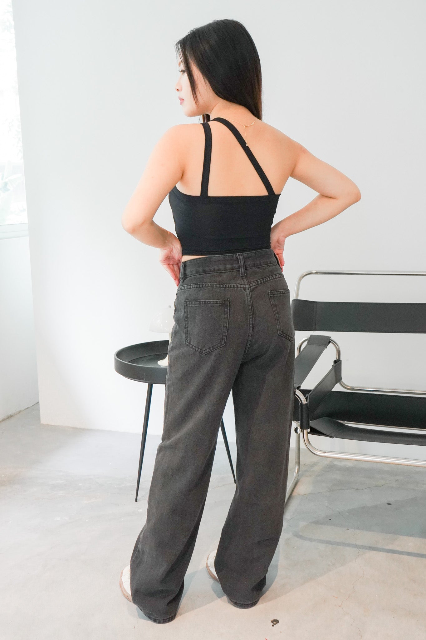 Cressida Asymmetrical Padded Top (Black)