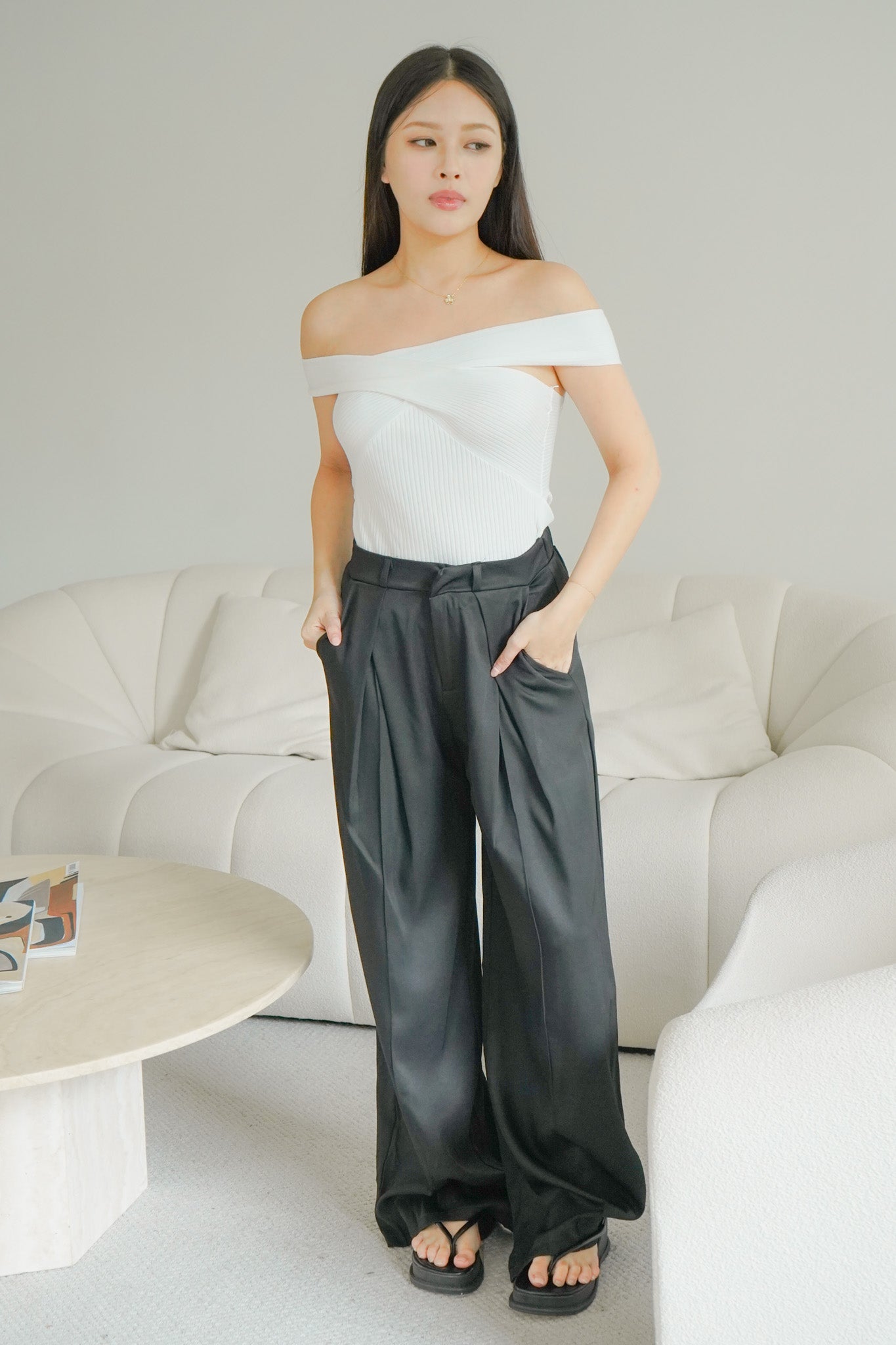 Lone Tailored Wide Leg Pants (Black)