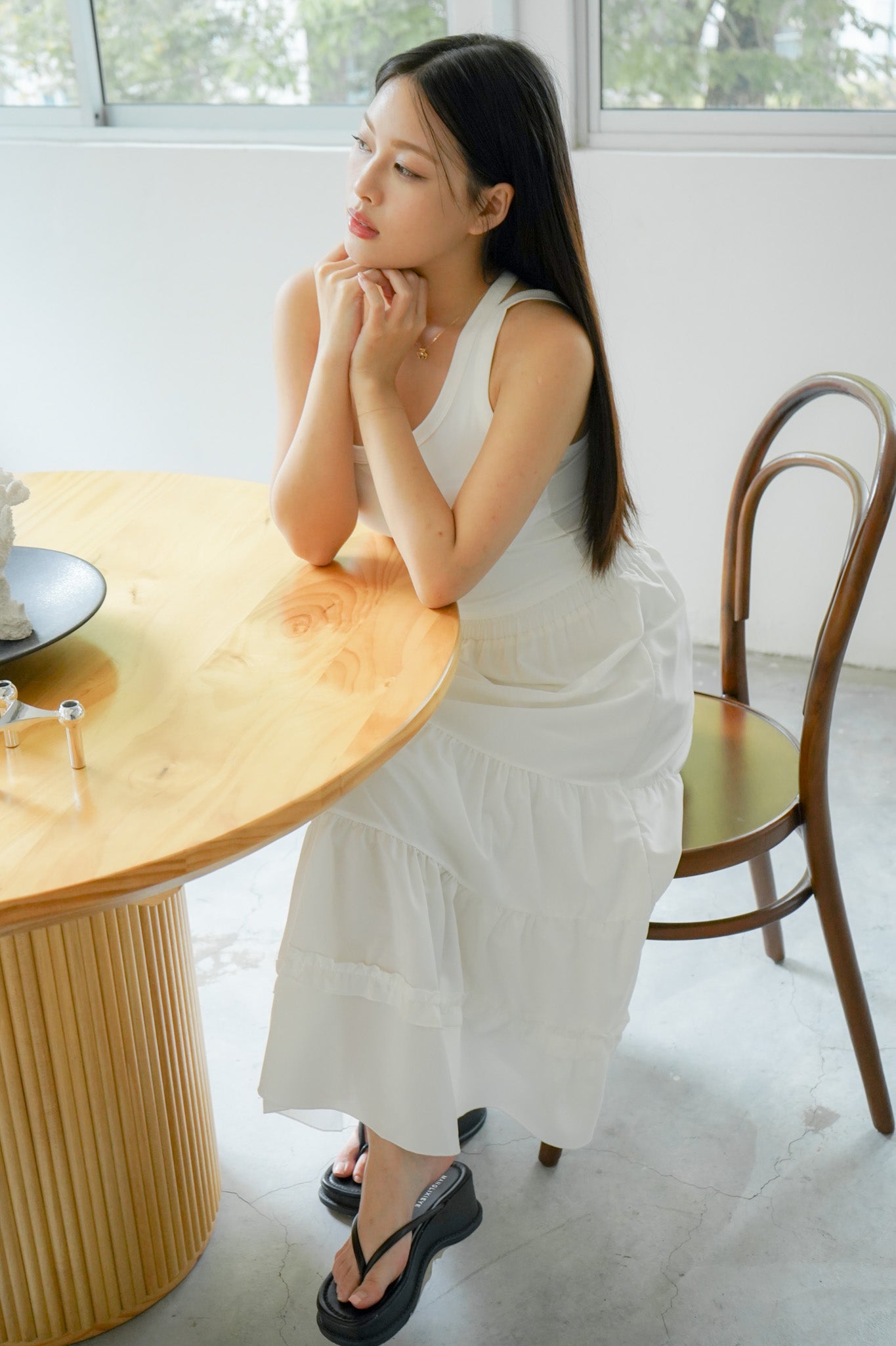 Tien Tiered Maxi Skirt (White)