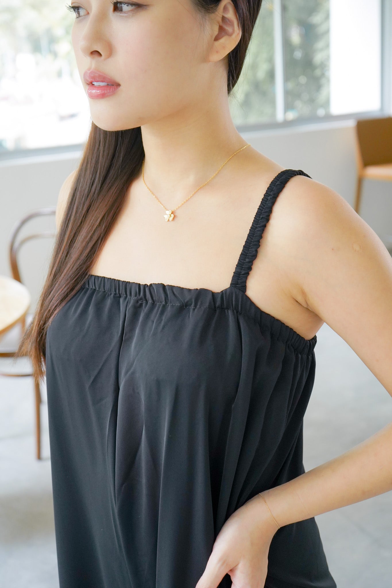 Tessa Elastic Strap Wide Leg Jumpsuit (Black)