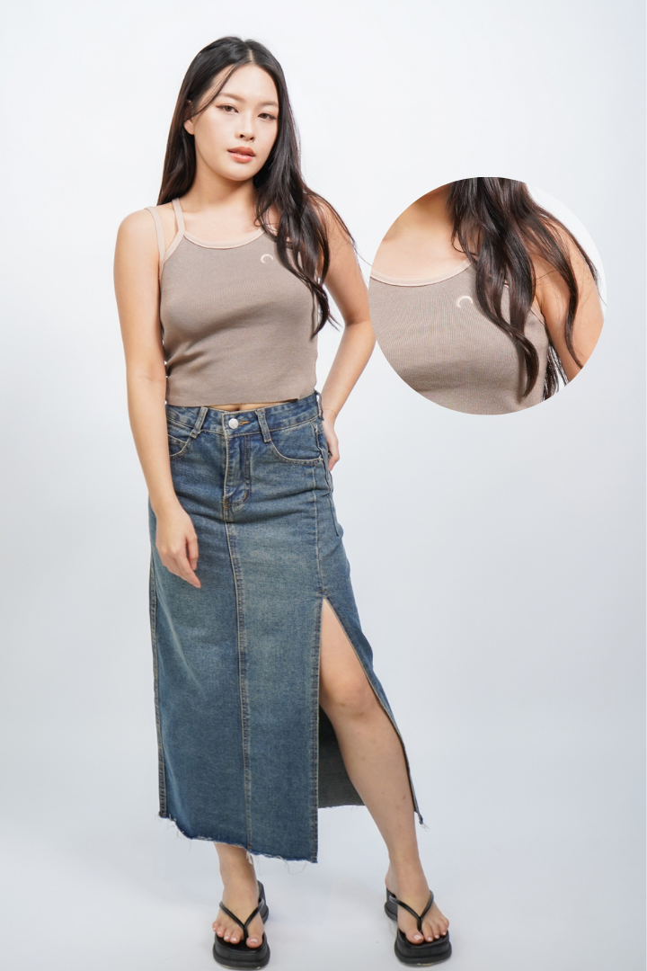 Aslan Double Strap Halter Top (Almond)