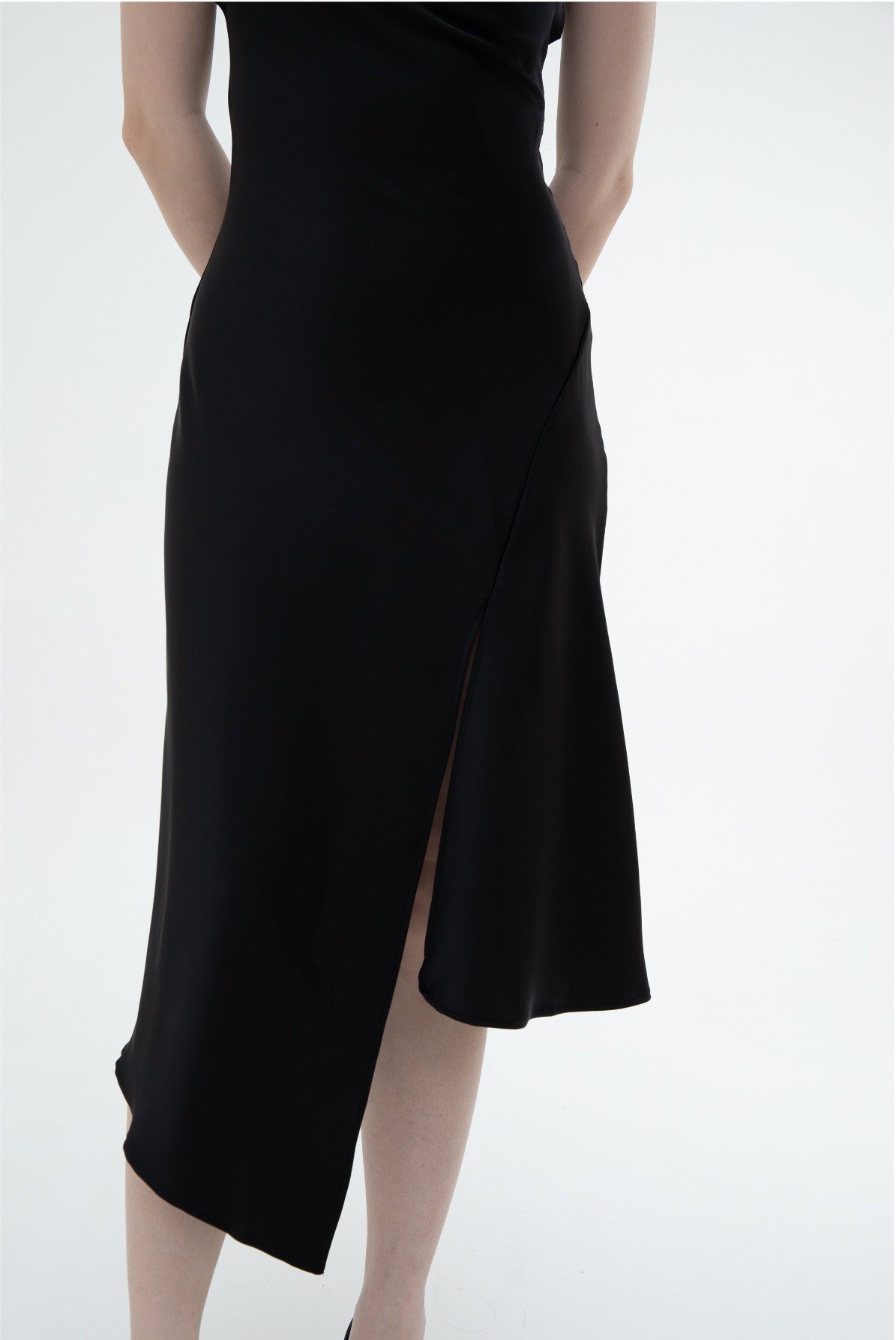 Ariel Cowl Neck Sleeveless Satin Midi (Silver Sage/ Lavender/ Black/ Pink)