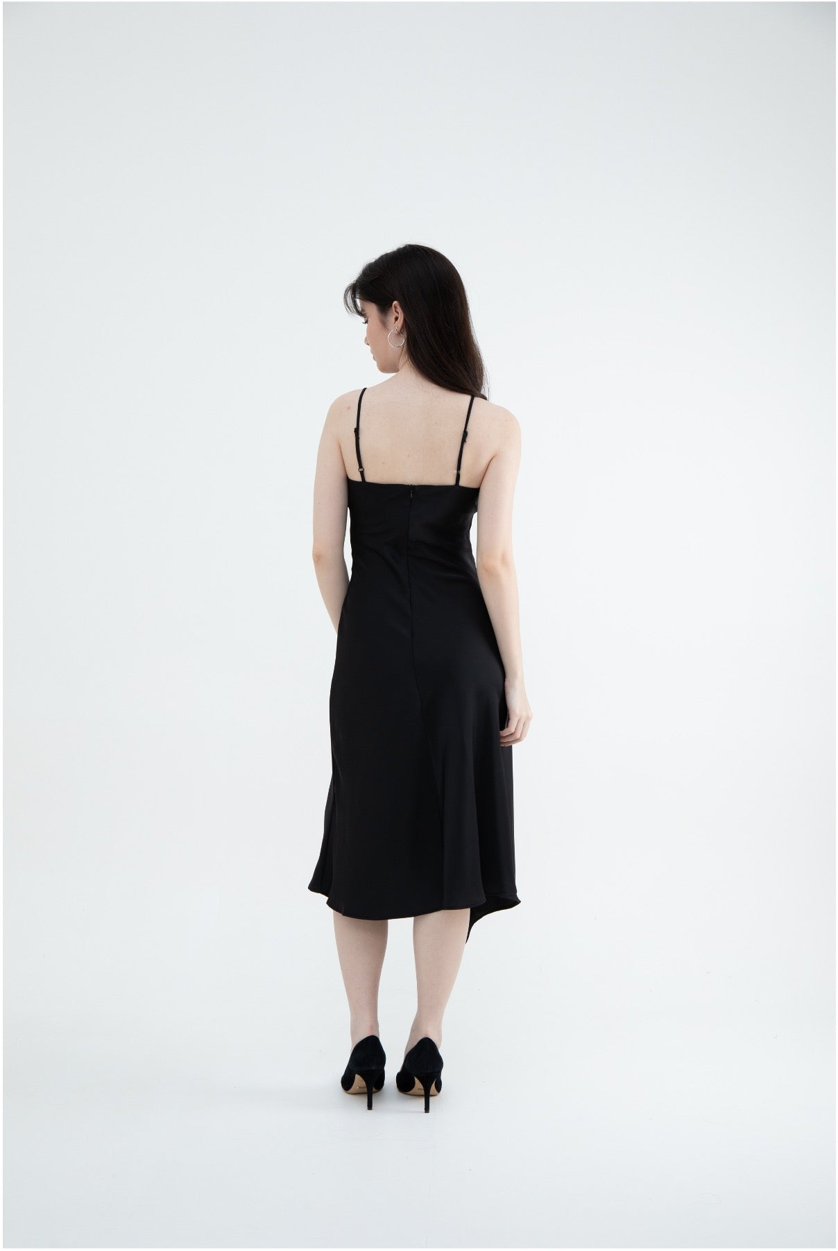 Ariel Cowl Neck Sleeveless Satin Midi (Silver Sage/ Lavender/ Black/ Pink)