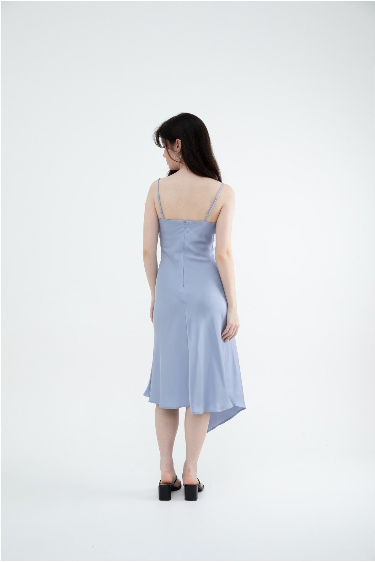 Ariel Cowl Neck Sleeveless Satin Midi (Silver Sage/ Lavender/ Black/ Pink)