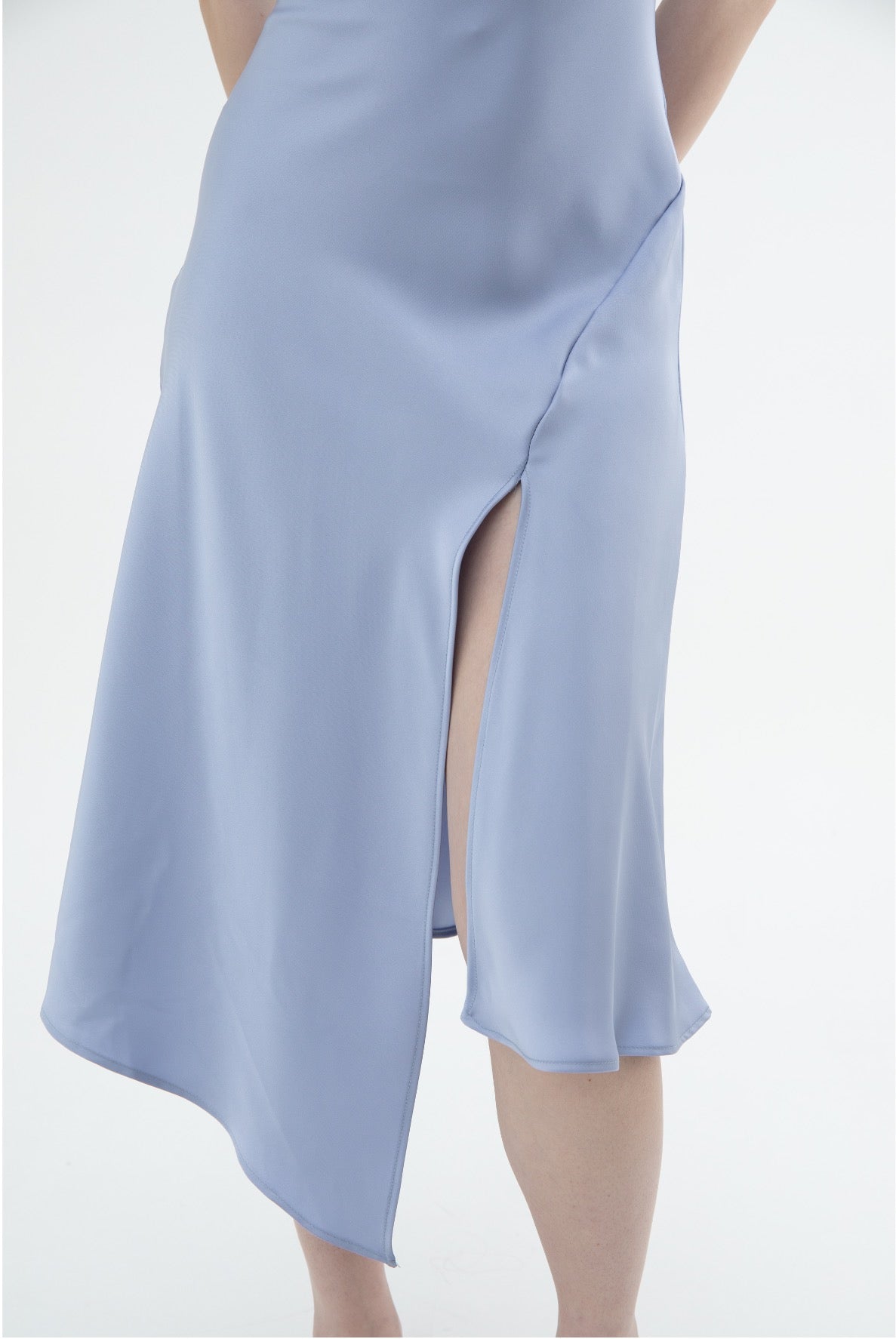 Ariel Cowl Neck Sleeveless Satin Midi (Silver Sage/ Lavender/ Black/ Pink)