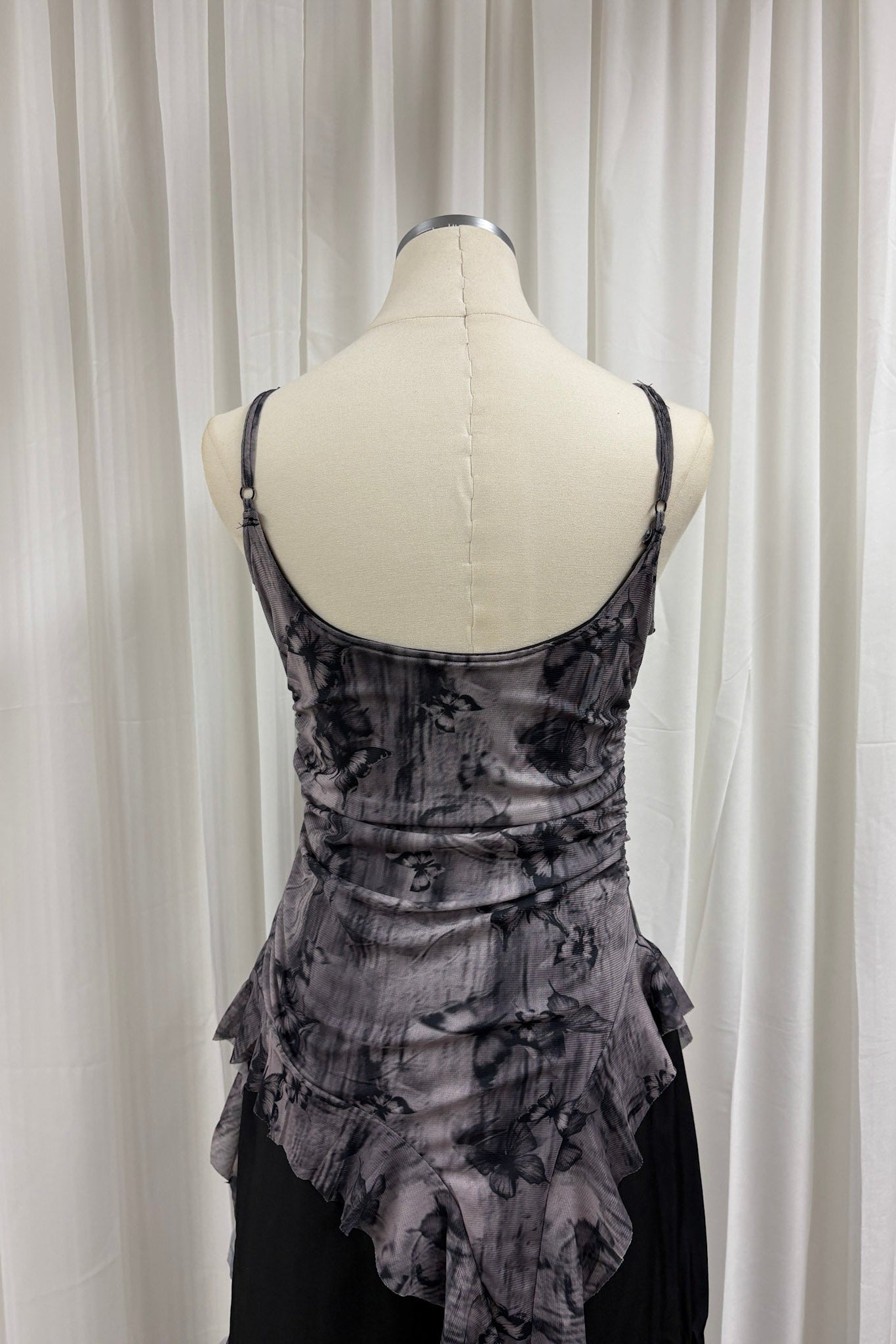 Quinn watercolour longline top (Grey)