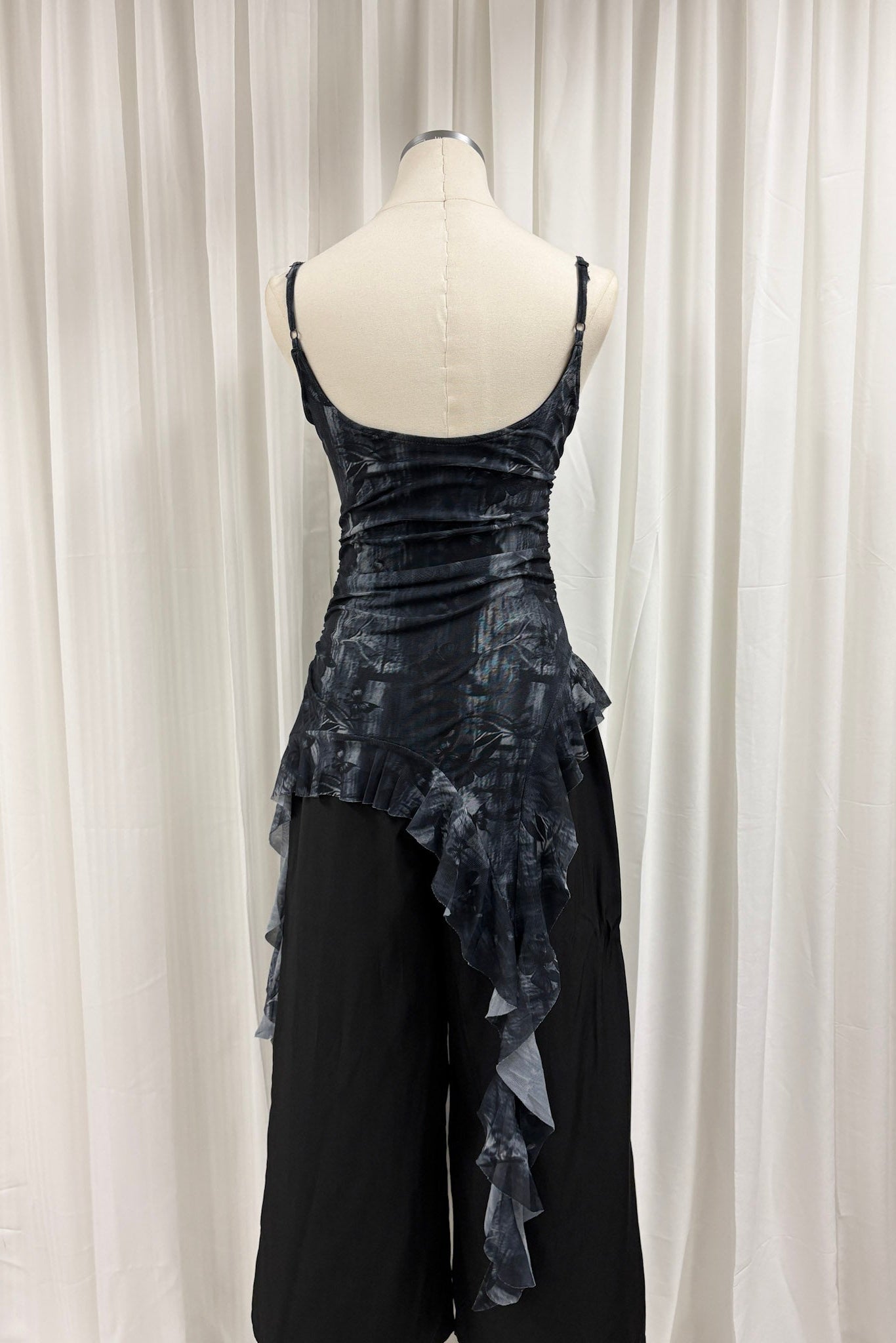 Quinn watercolour longline top (Black)